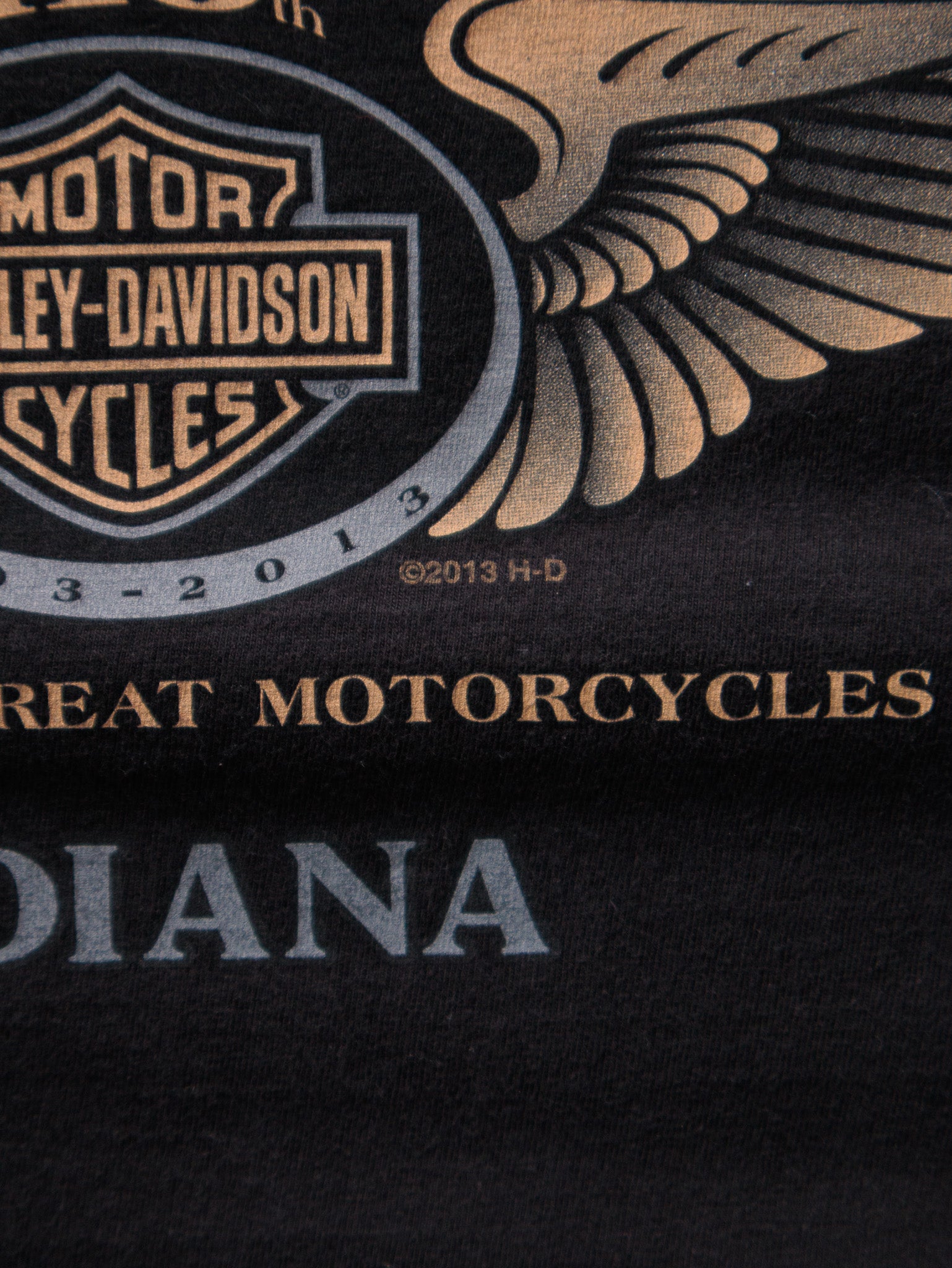 Vintage 2013 Black Harley-Davidson Valparaiso Indiana Tee (L)