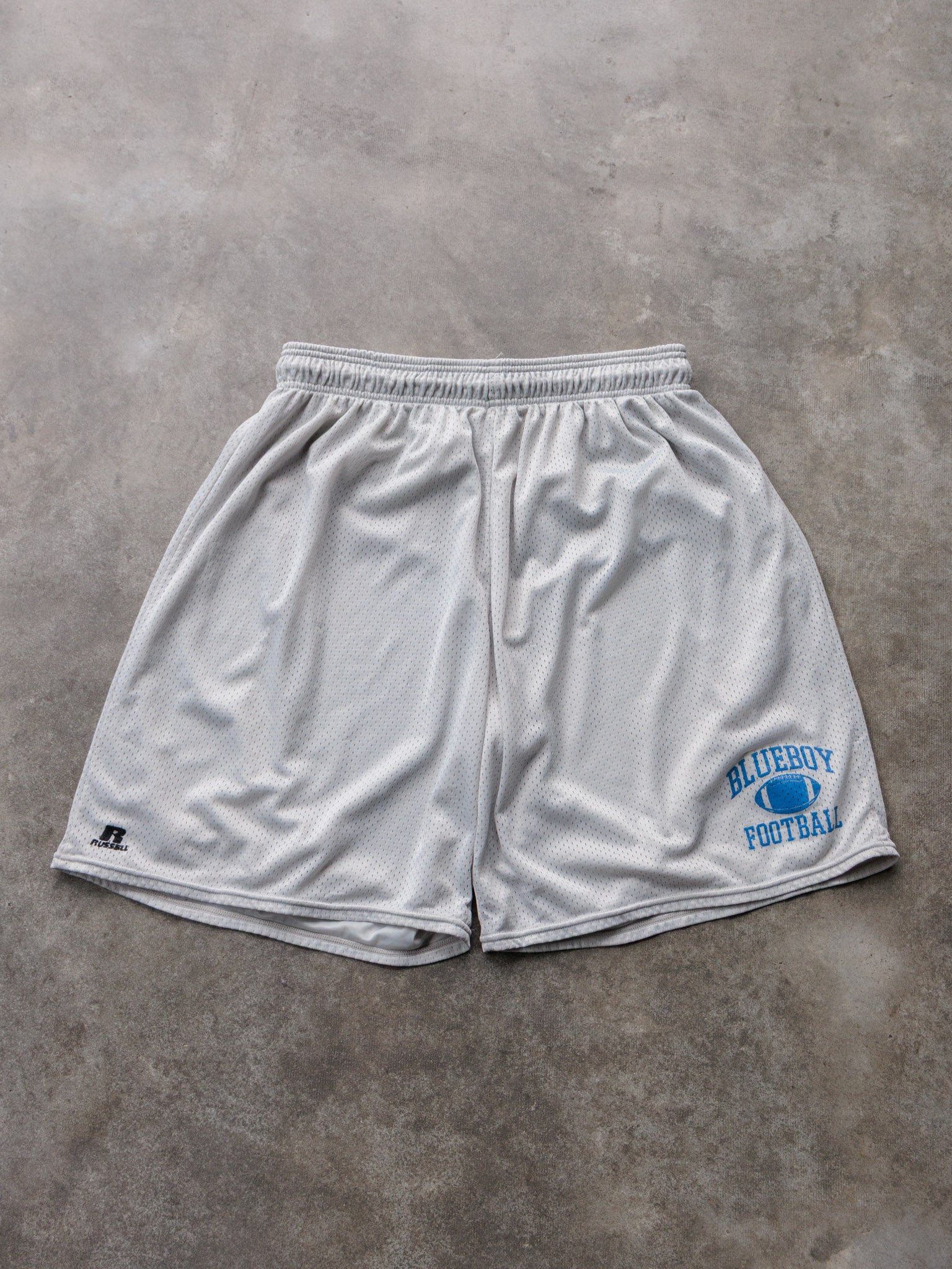 Vintage Grey Russell Athletic Blueboy Football Mesh Shorts (XL)