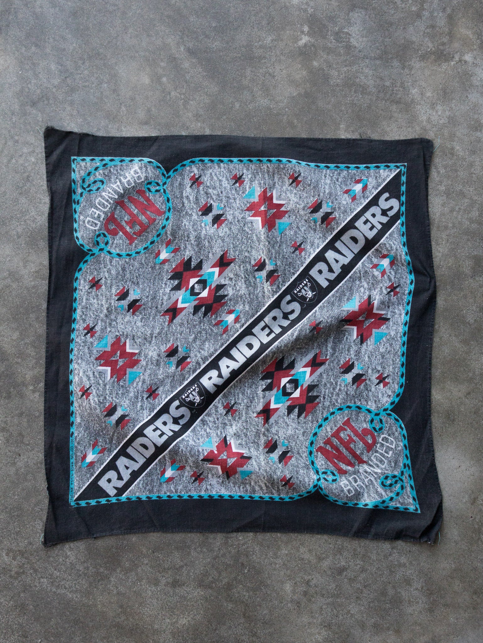 Vintage 90s Aztec Raiders NFL Bandana
