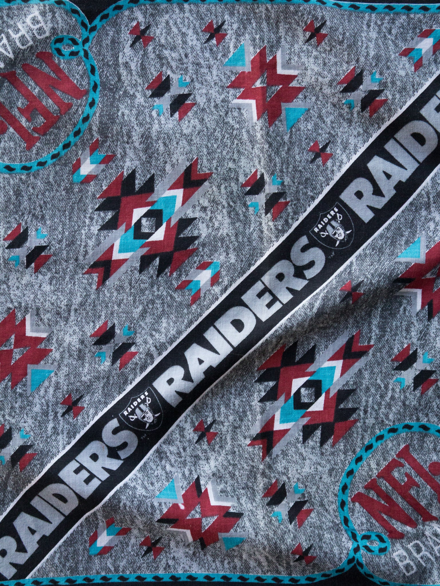 Vintage 90s Aztec Raiders NFL Bandana