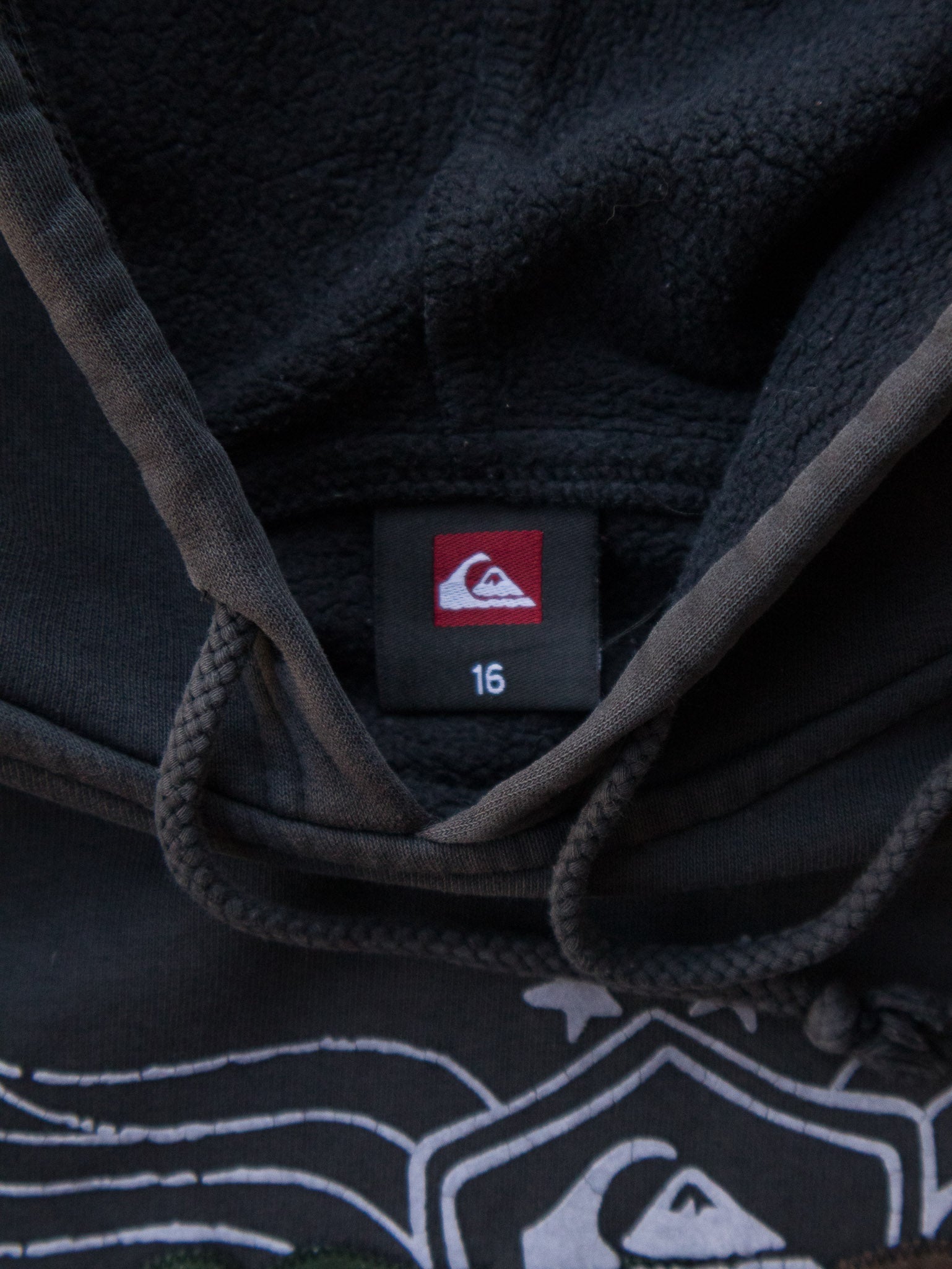 Vintage Black Quiksilver Camo Patchwork Hoodie (16Y)