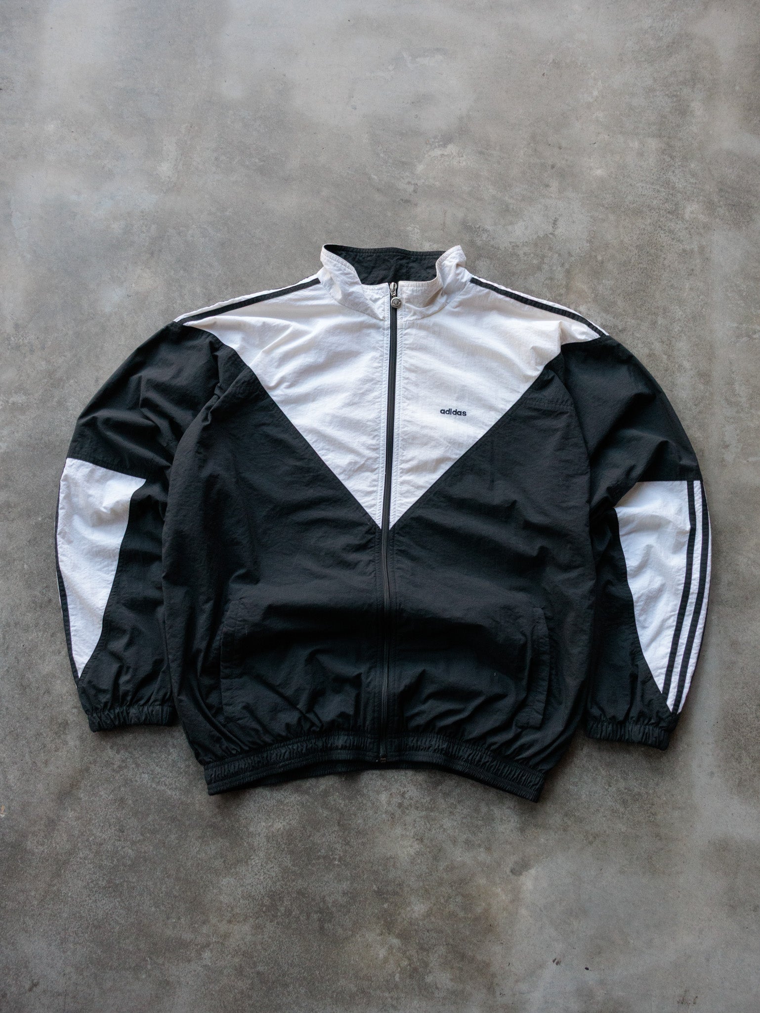 Vintage 90s Black & White Adidas Track Jacket (L)