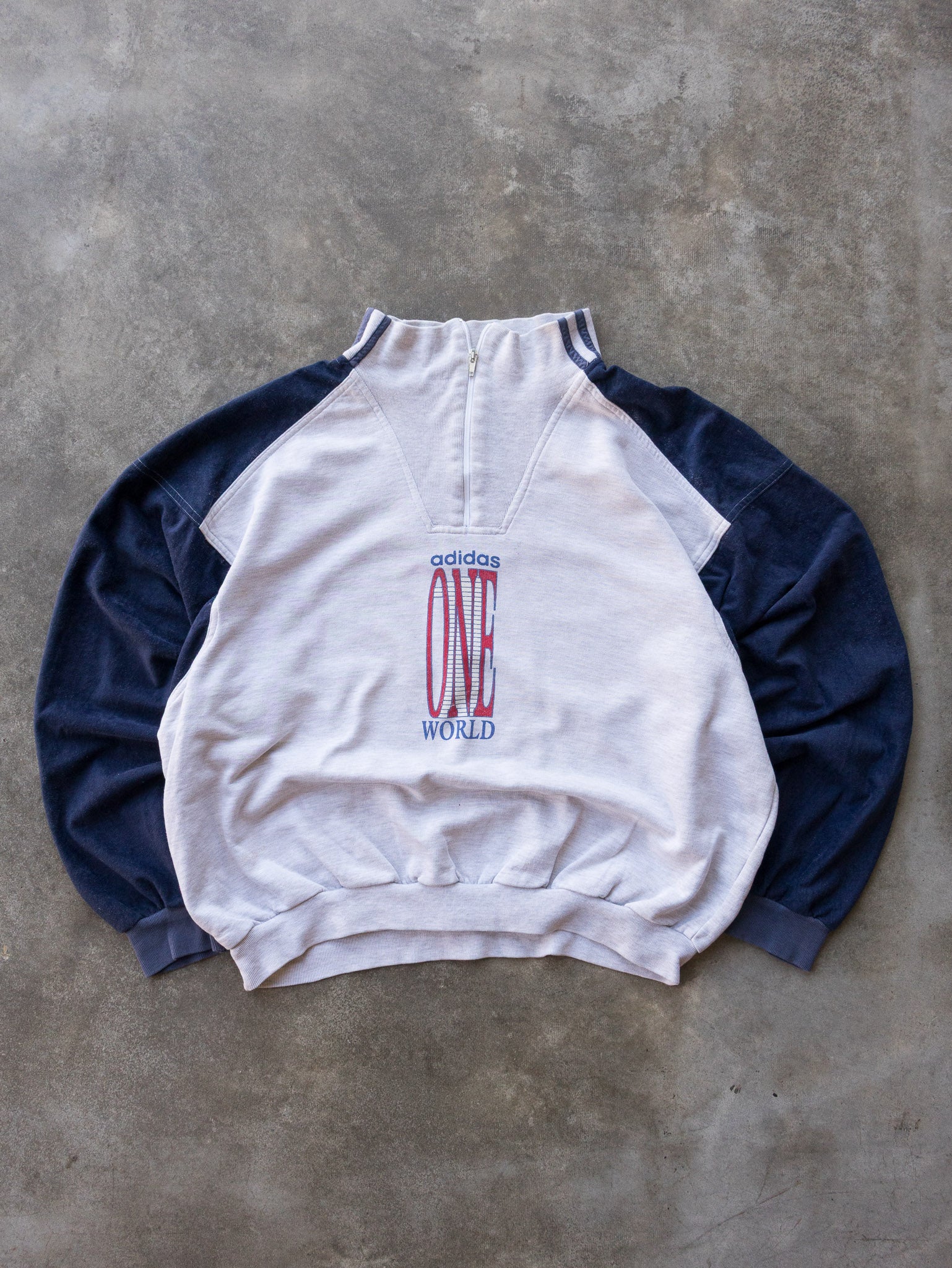 Vintage 90s Adidas One World Quarter Zip Sweatshirt (XL)