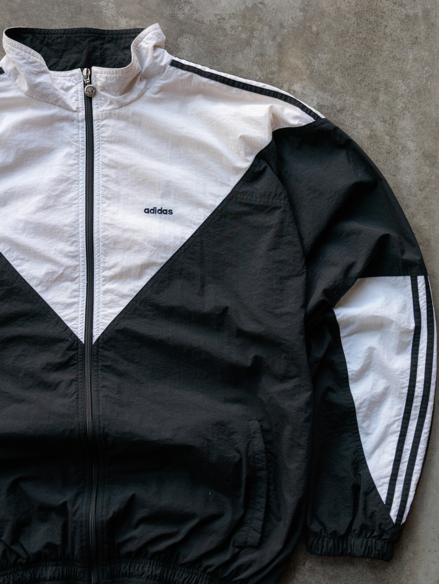 Vintage 90s Black & White Adidas Track Jacket (L)