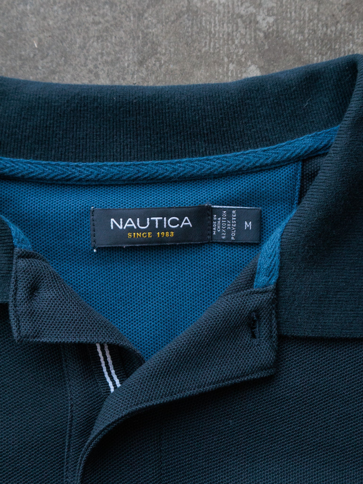 Vintage Green Nautica Long Sleeve Polo Shirt (M)
