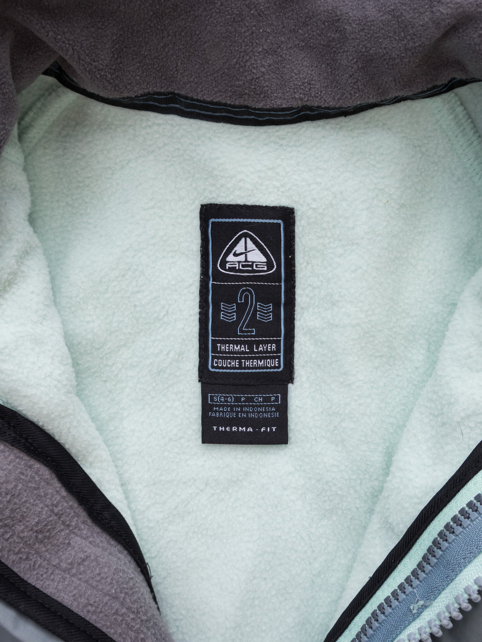 Vintage Mint and Grey Nike ACG Therma-Fit Hooded Jacket (Women's S)