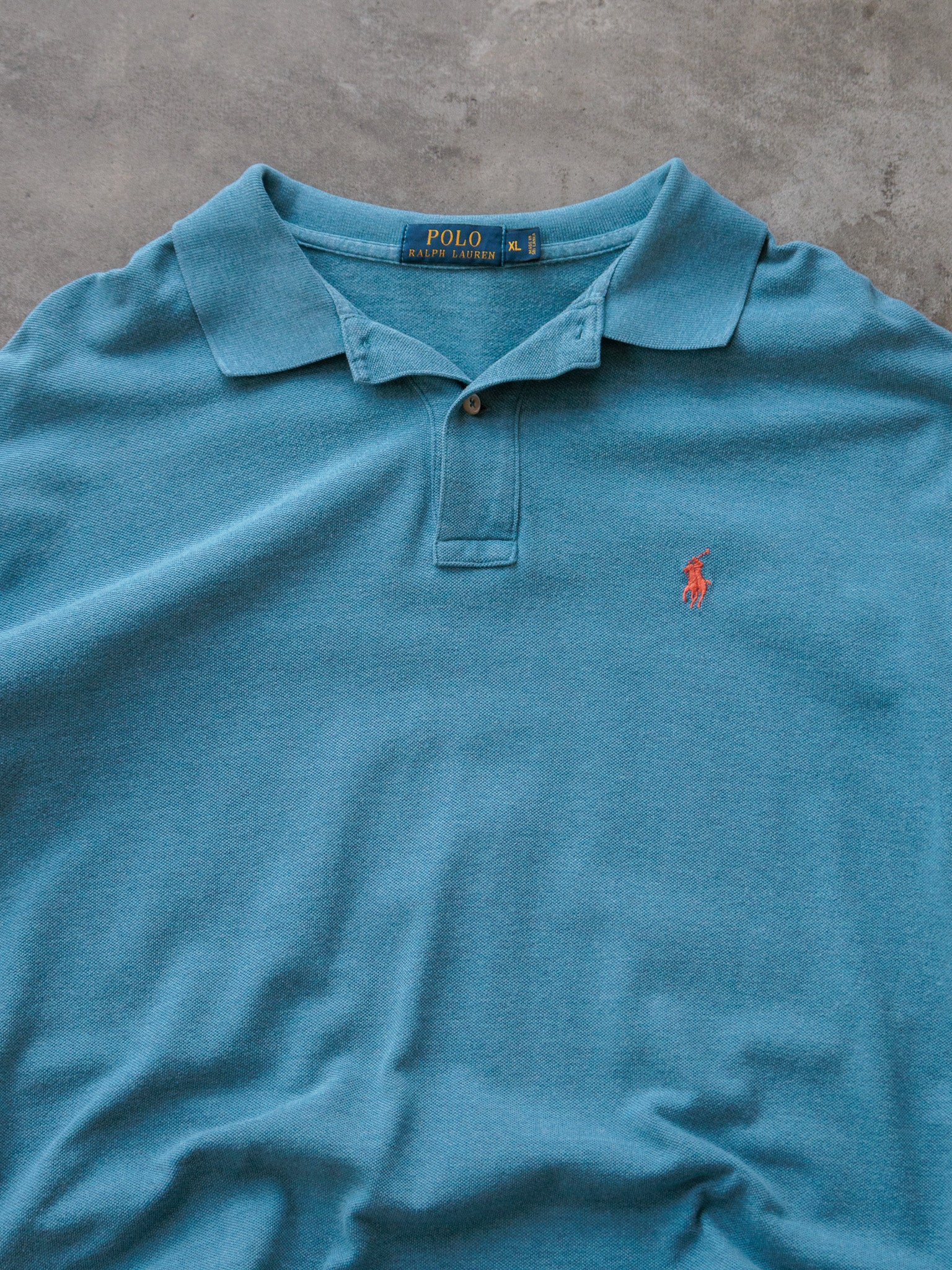 Vintage 00s Blue Polo Ralph Lauren Long Sleeve Polo Shirt (XL)