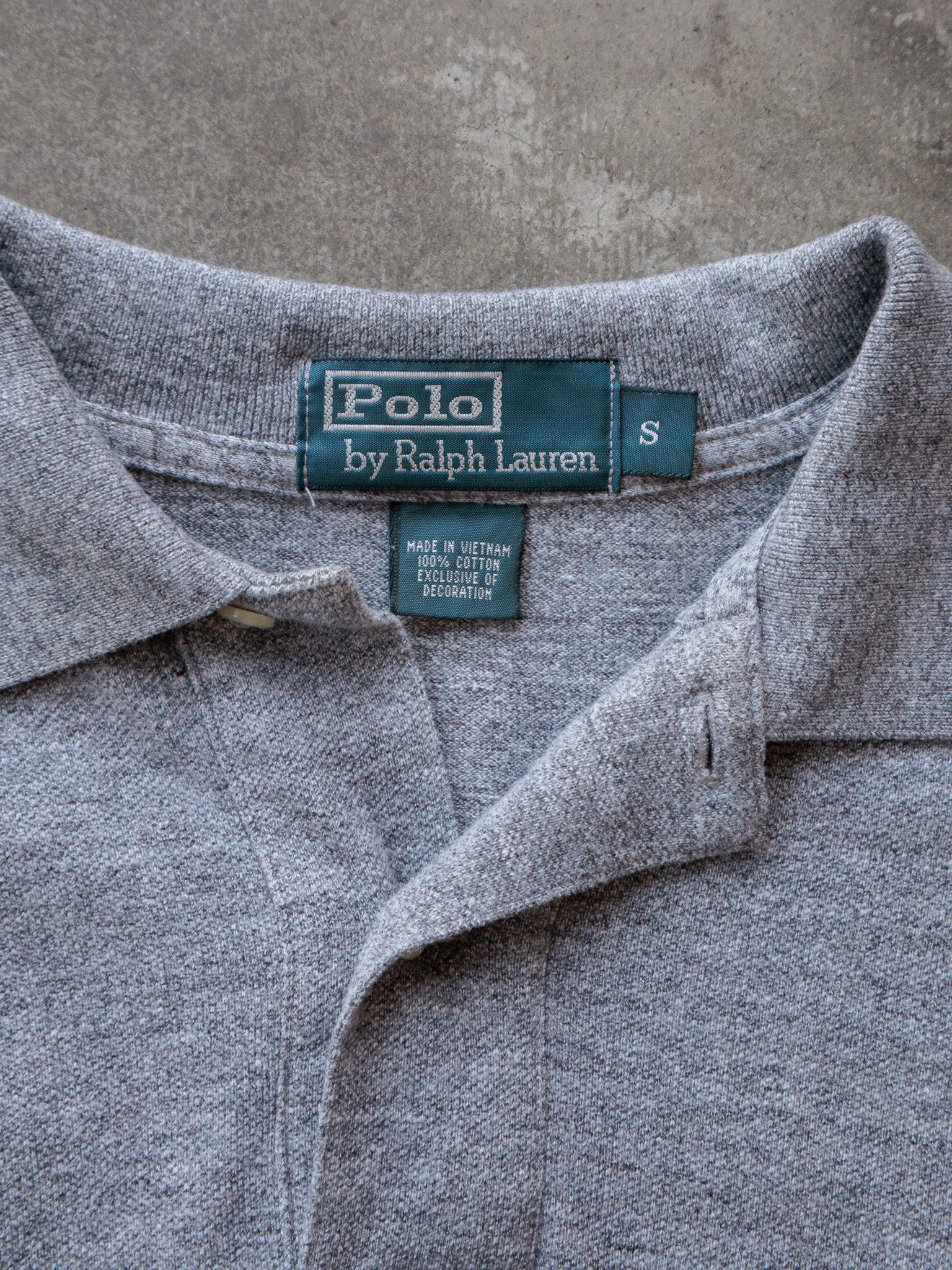 Vintage 00s Grey Polo Ralph Lauren Long Sleeve Polo Shirt (S)