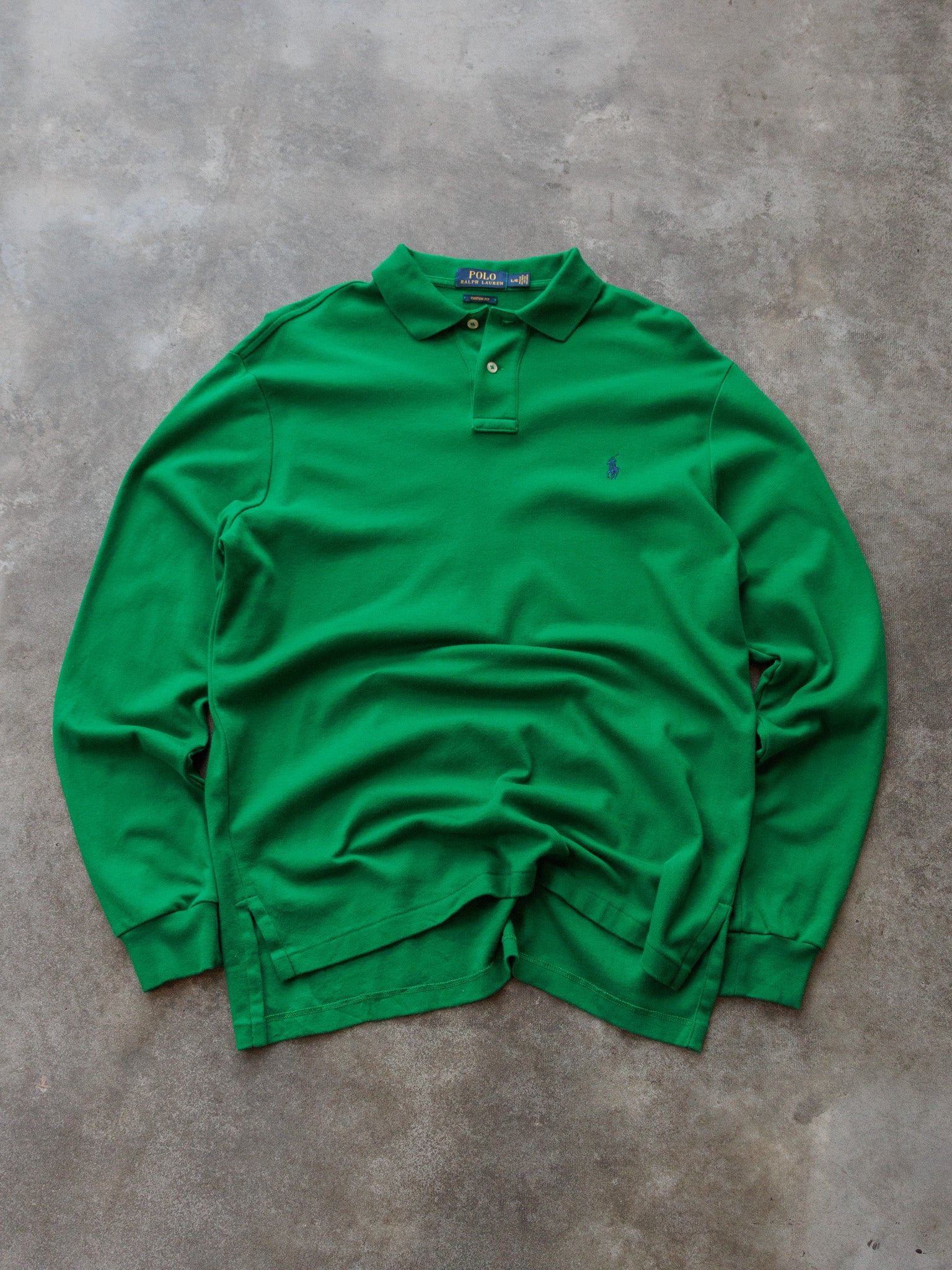 Vintage Green Ralph Lauren Long Sleeve Polo Shirt (L)