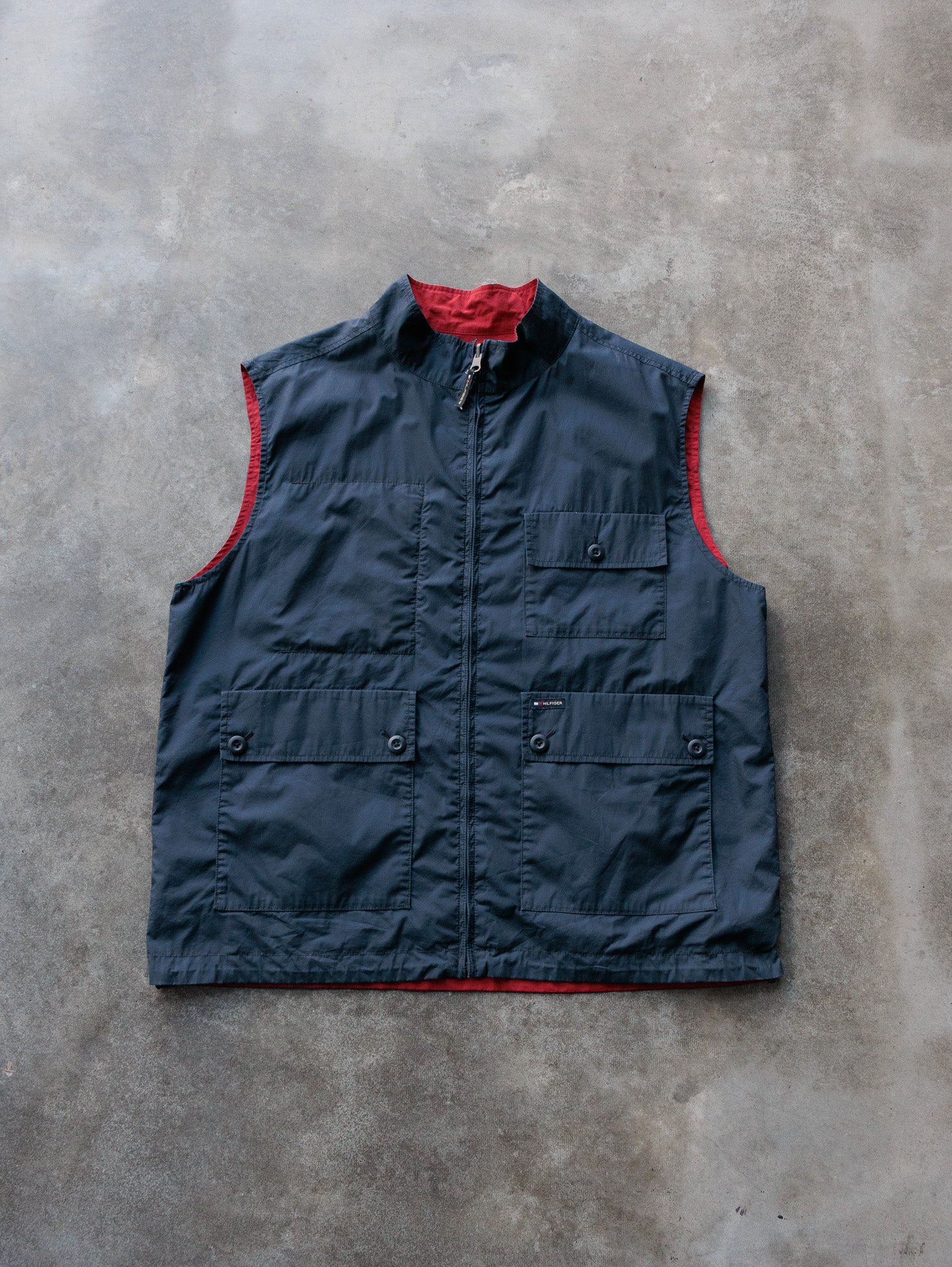 Vintage Reversible Navy & Red Tommy Hilfiger Vest (XL)