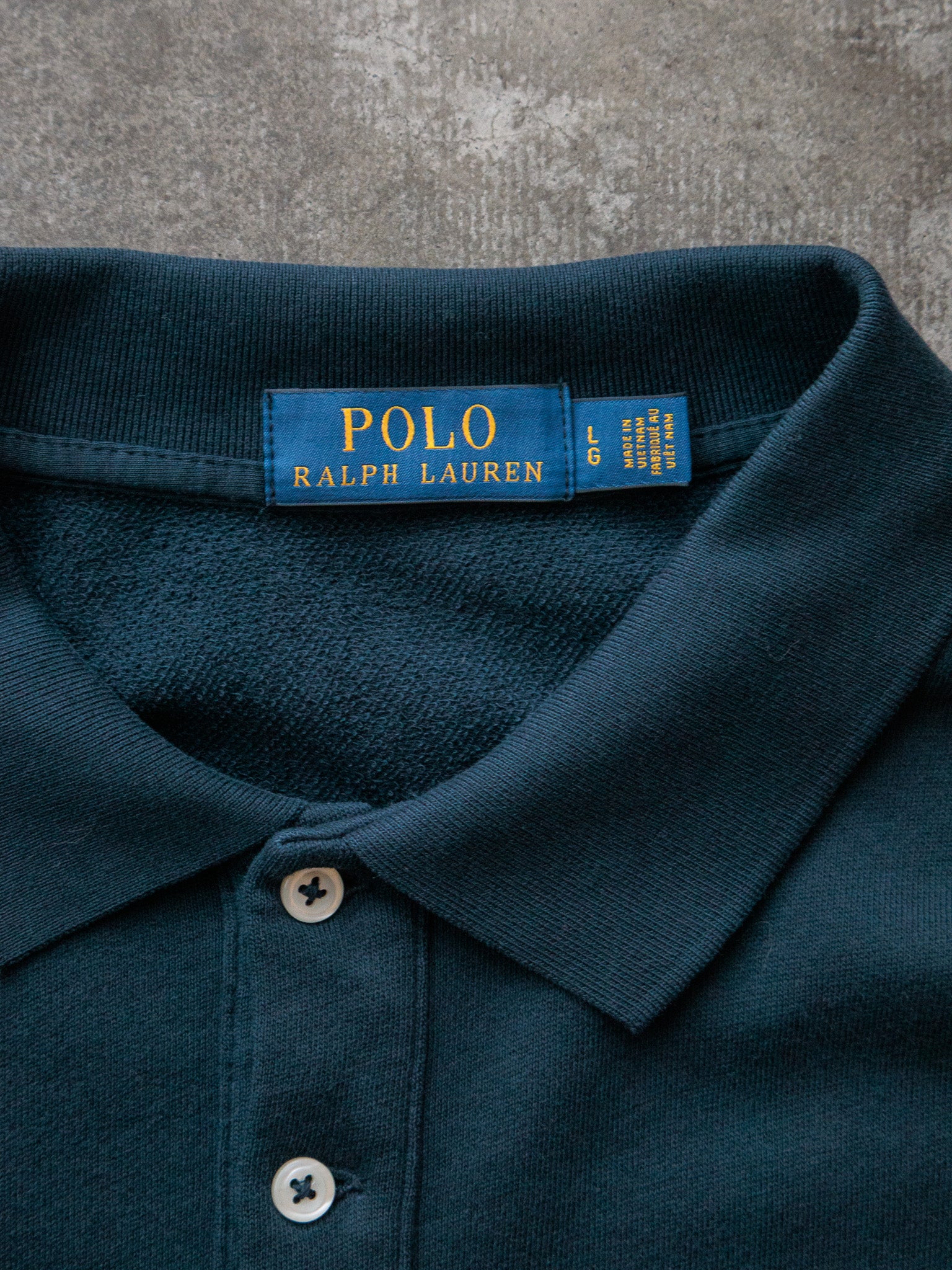 Vintage Green Ralph Lauren Long Sleeve Polo Shirt (L)
