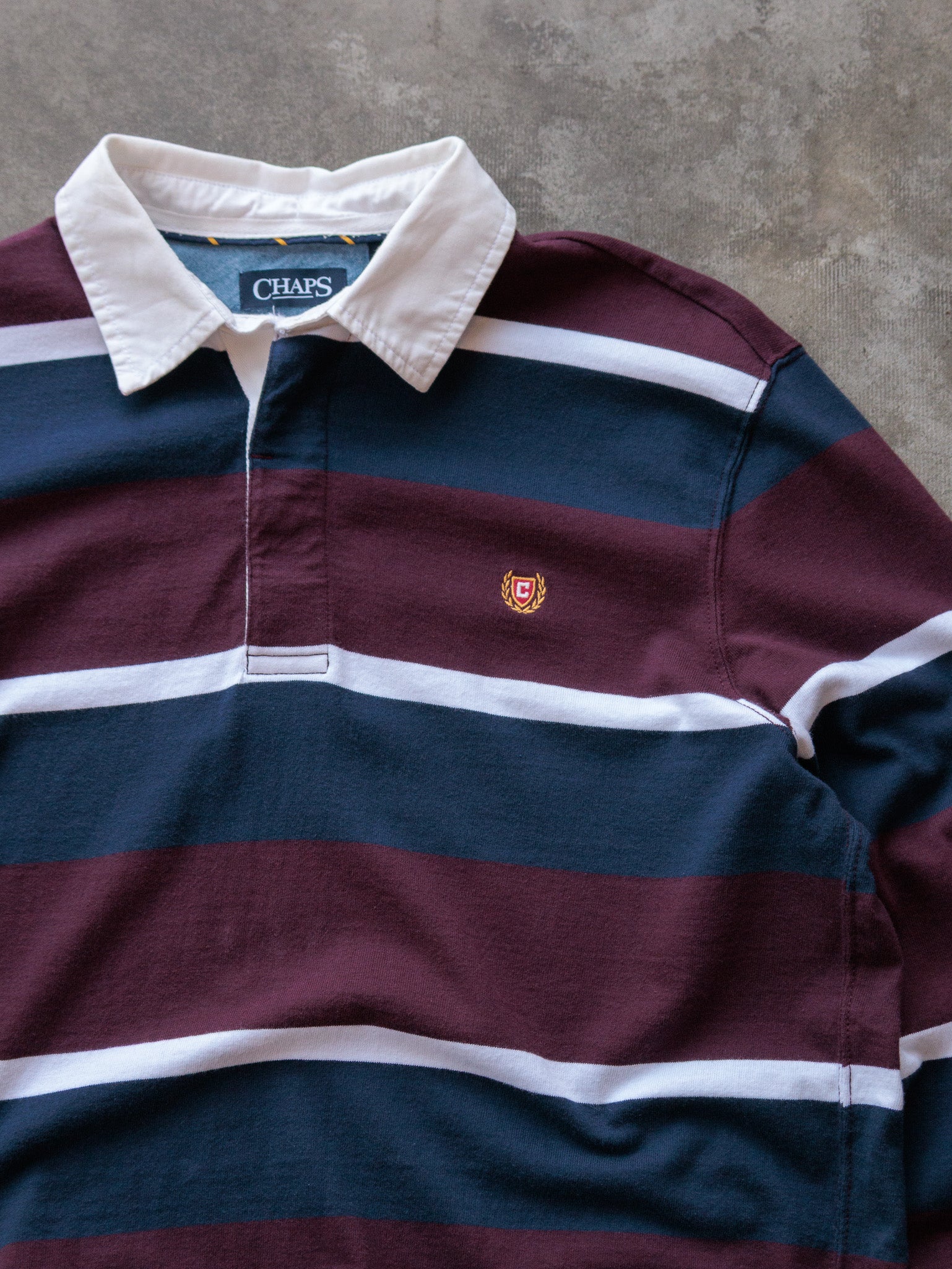 Vintage 00s Red Striped Chaps Rugby Shirt (M)