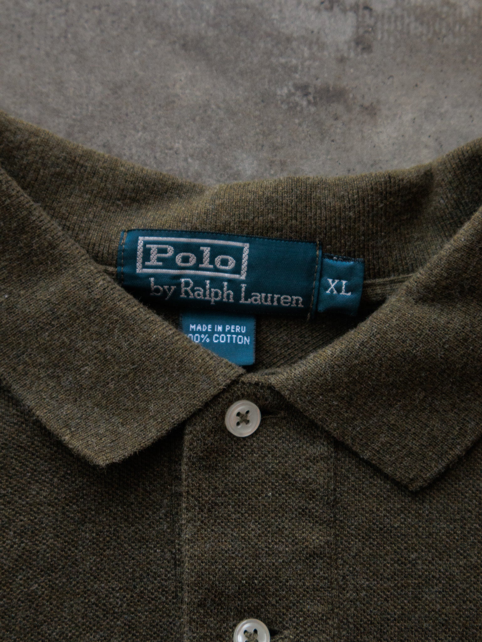 Vintage 90s Green Polo Ralph Lauren Long Sleeve Polo Shirt (XL)