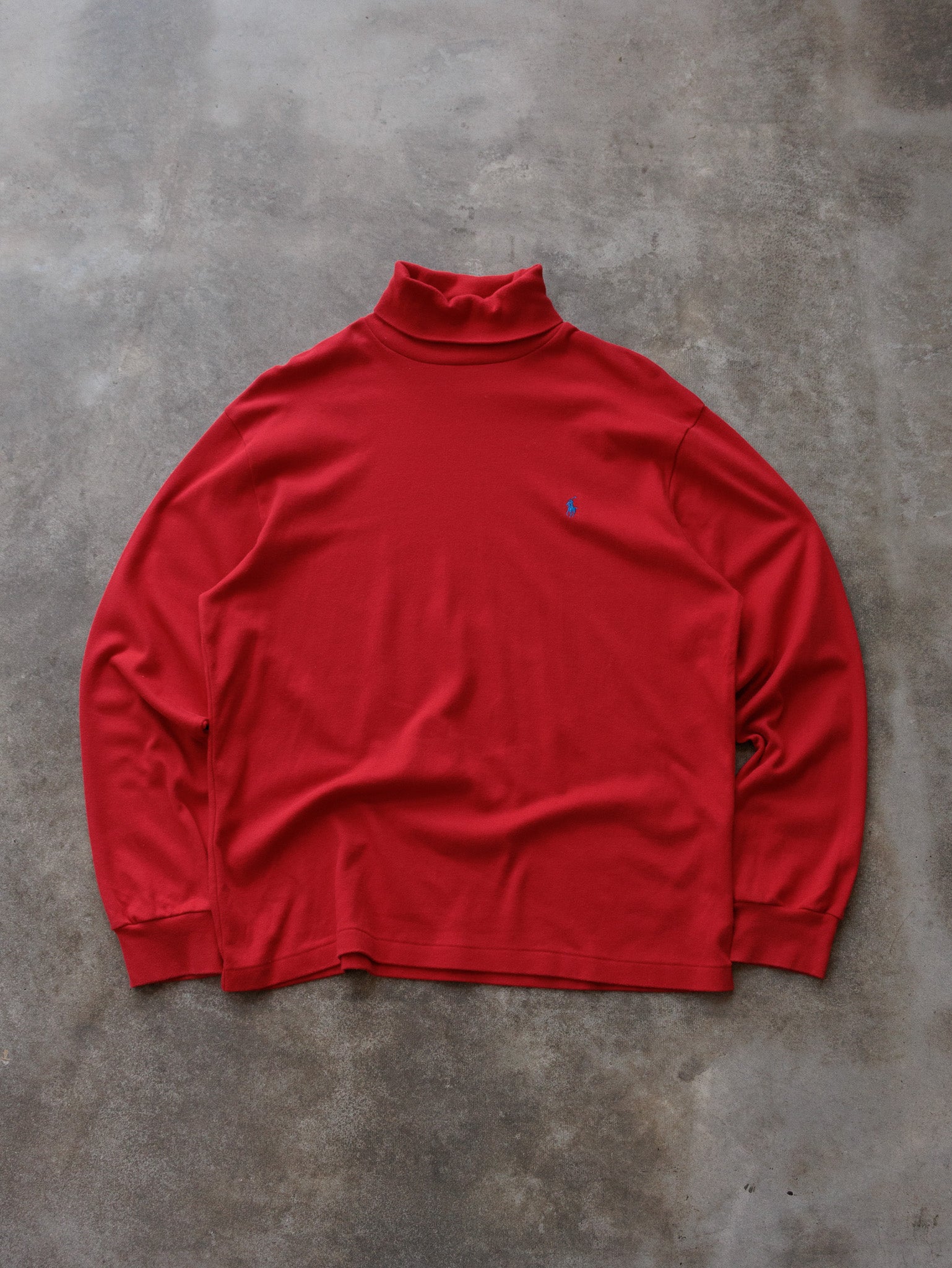 Vintage 90s Red Polo Ralph Lauren Turtleneck Long Sleeve Tee (L)