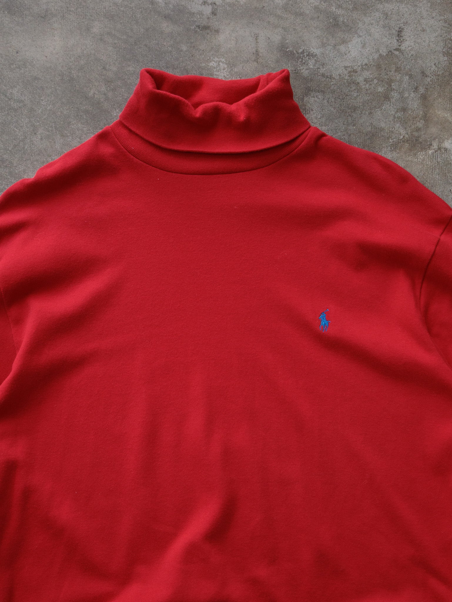 Vintage 90s Red Polo Ralph Lauren Turtleneck Long Sleeve Tee (L)