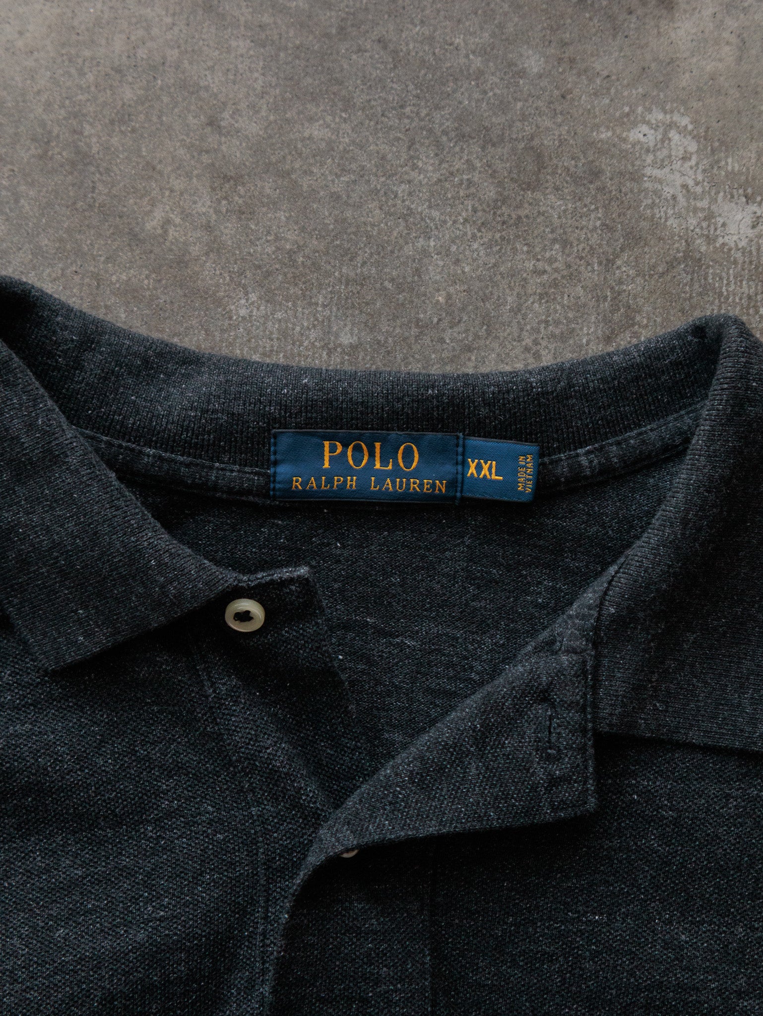 Vintage Grey Polo Ralph Lauren Long Sleeve Polo Shirt (2XL)
