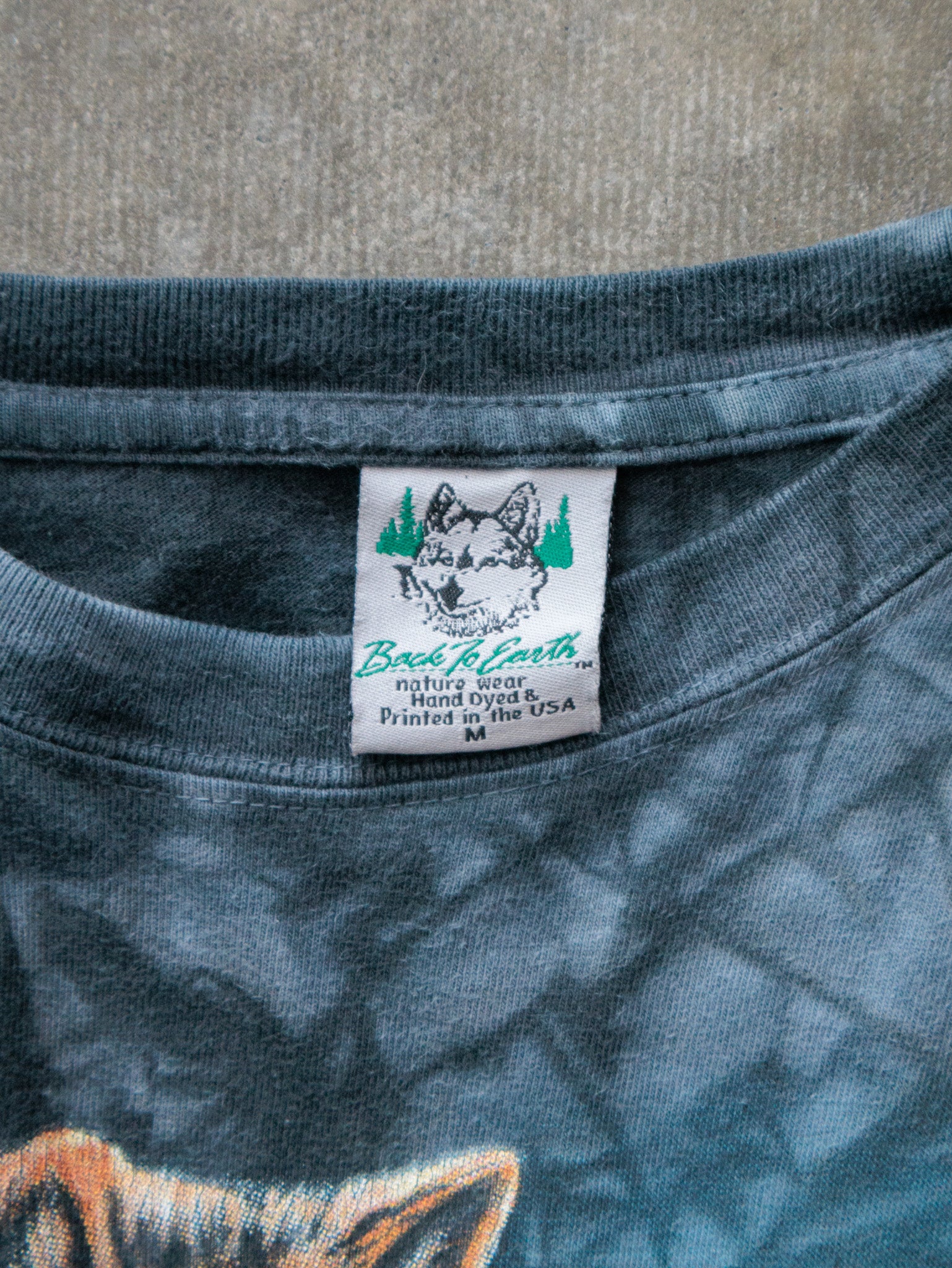 Vintage 90s Grey Tie-Dye Wolf Long Sleeve (M)