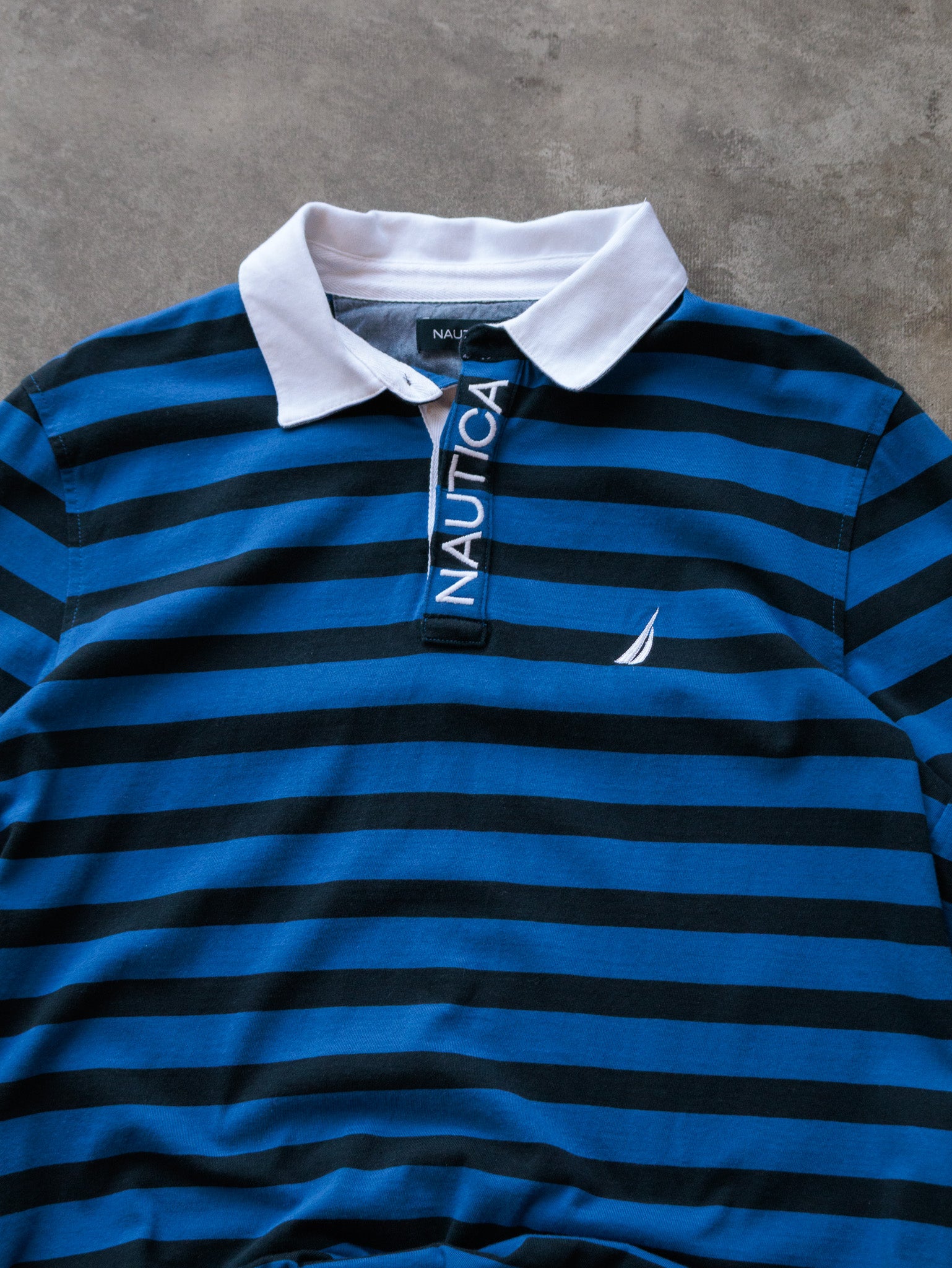 Vintage 00s Blue Striped Nautica Rugby Shirt (L)
