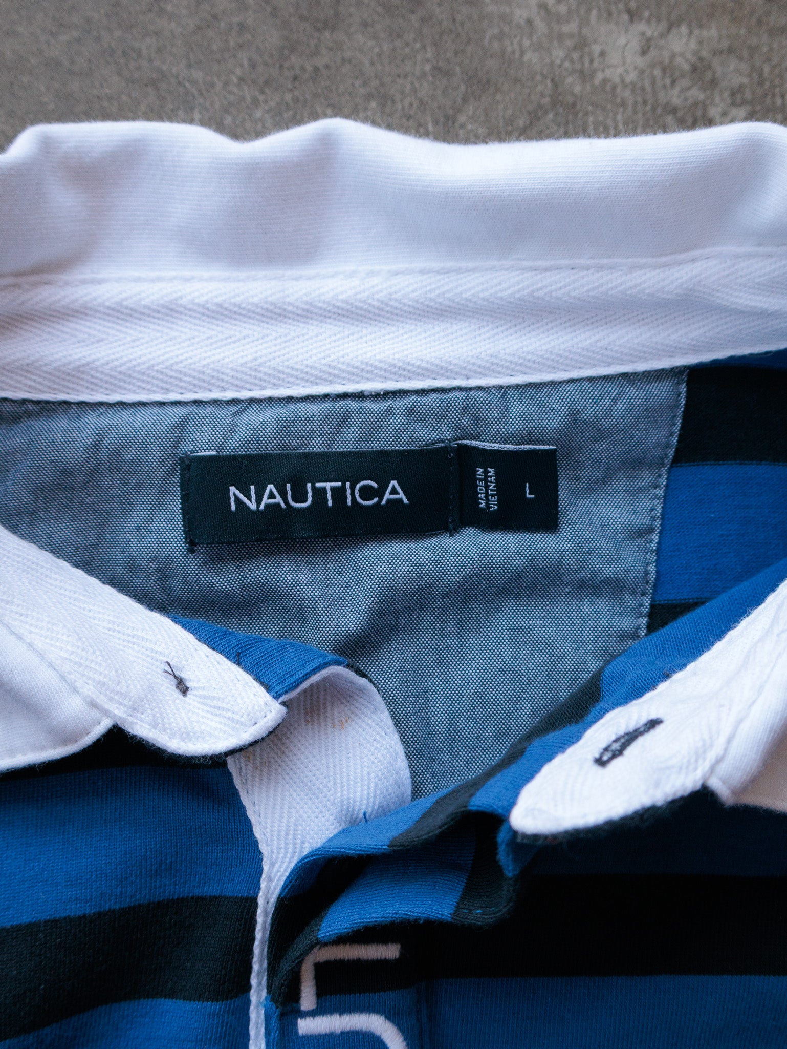 Vintage 00s Blue Striped Nautica Rugby Shirt (L)