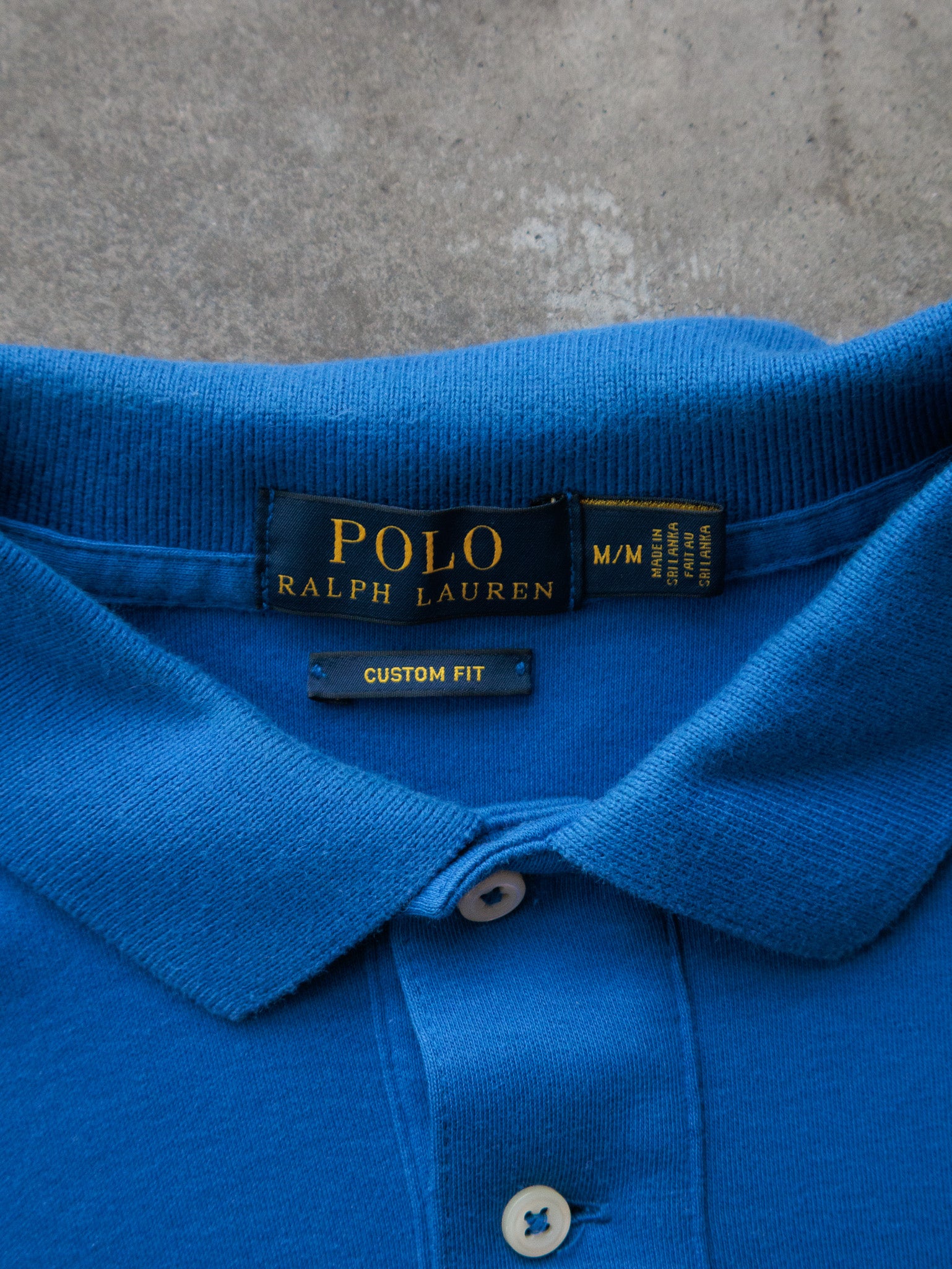 Vintage Blue Ralph Lauren Long Sleeve Polo Shirt (M)