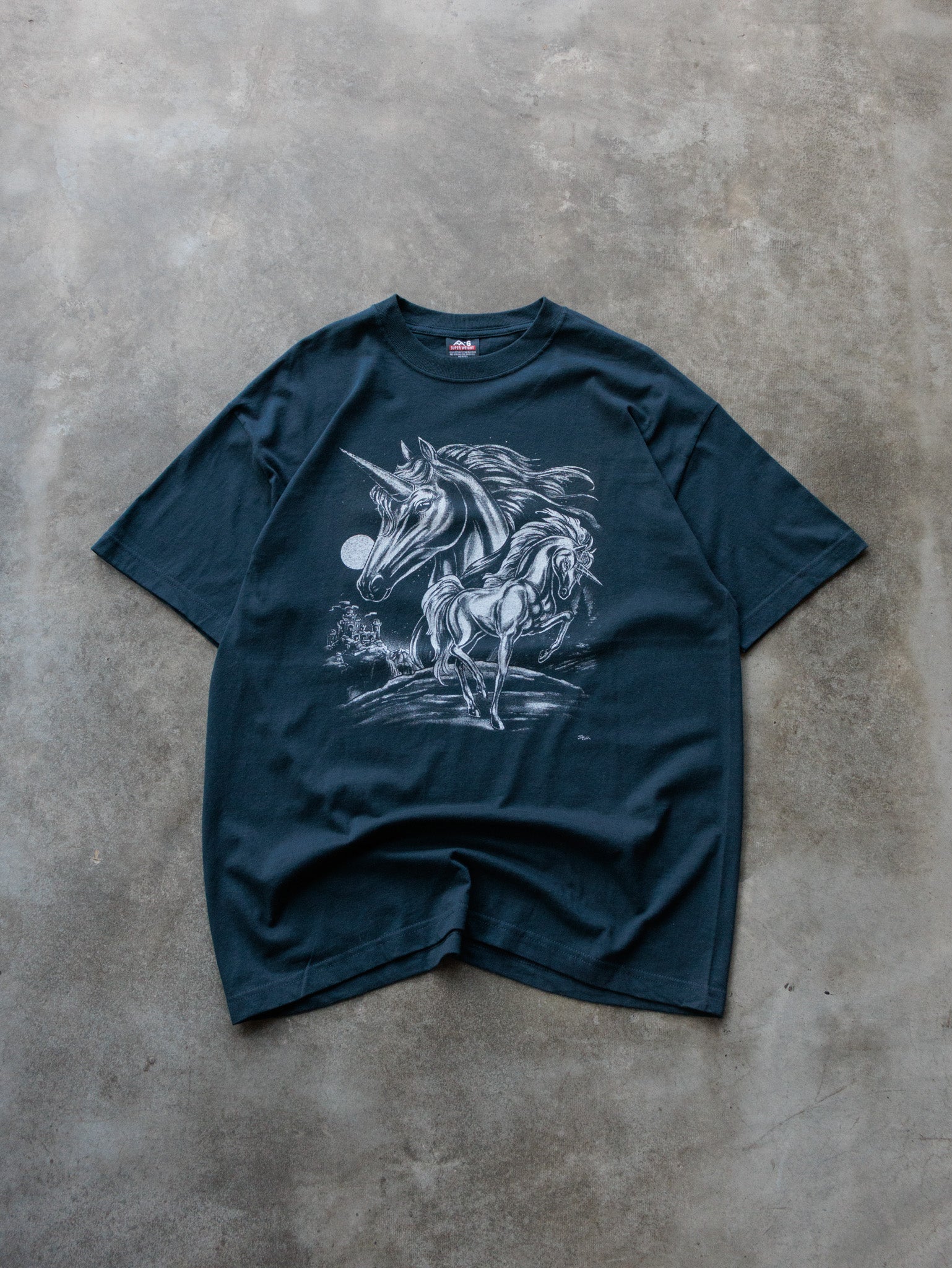 Vintage 90s Navy Unicorn Graphic Tee (XL)