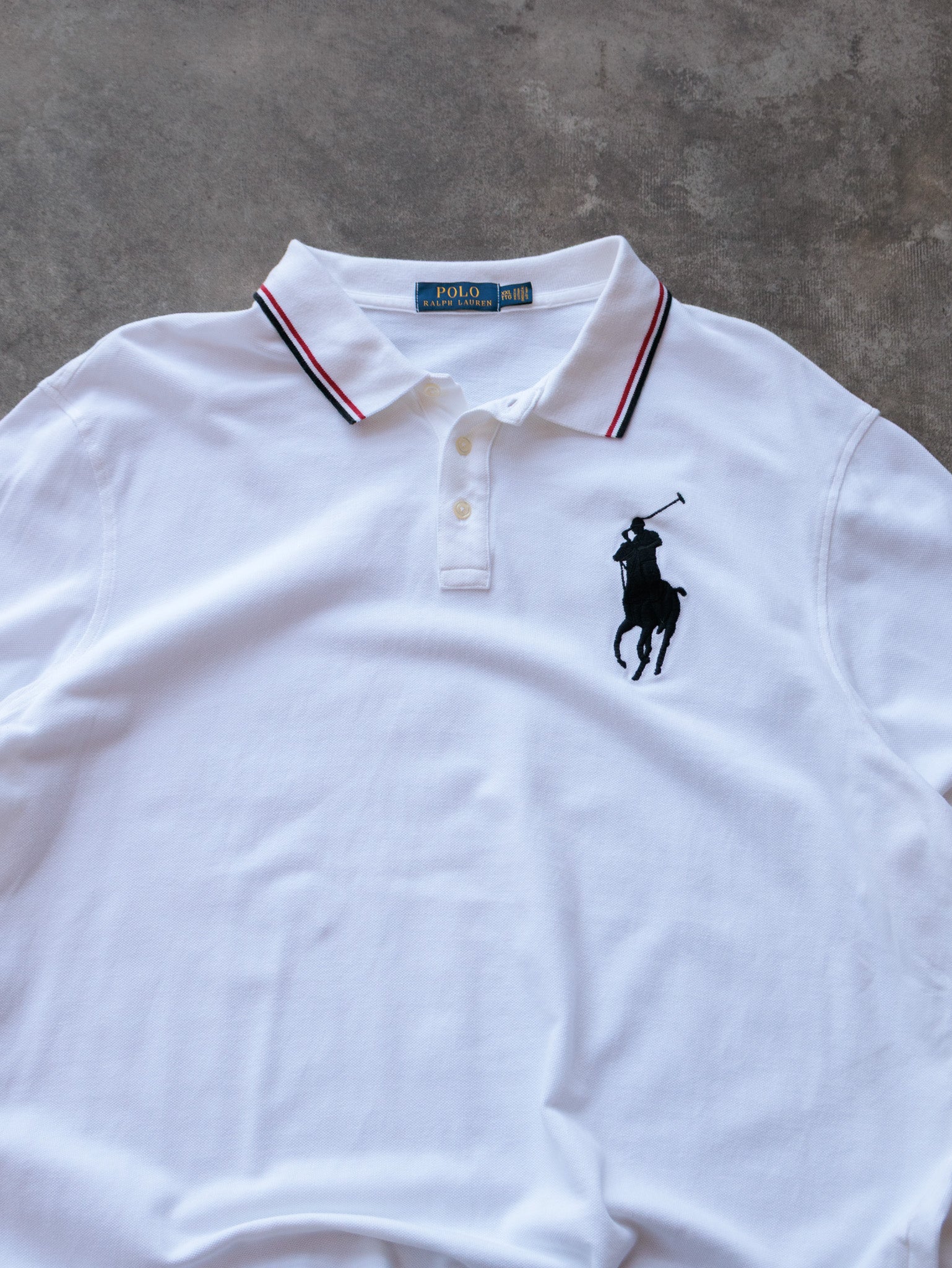 Vintage White Polo Ralph Lauren Long Sleeve Polo Shirt (2XL)