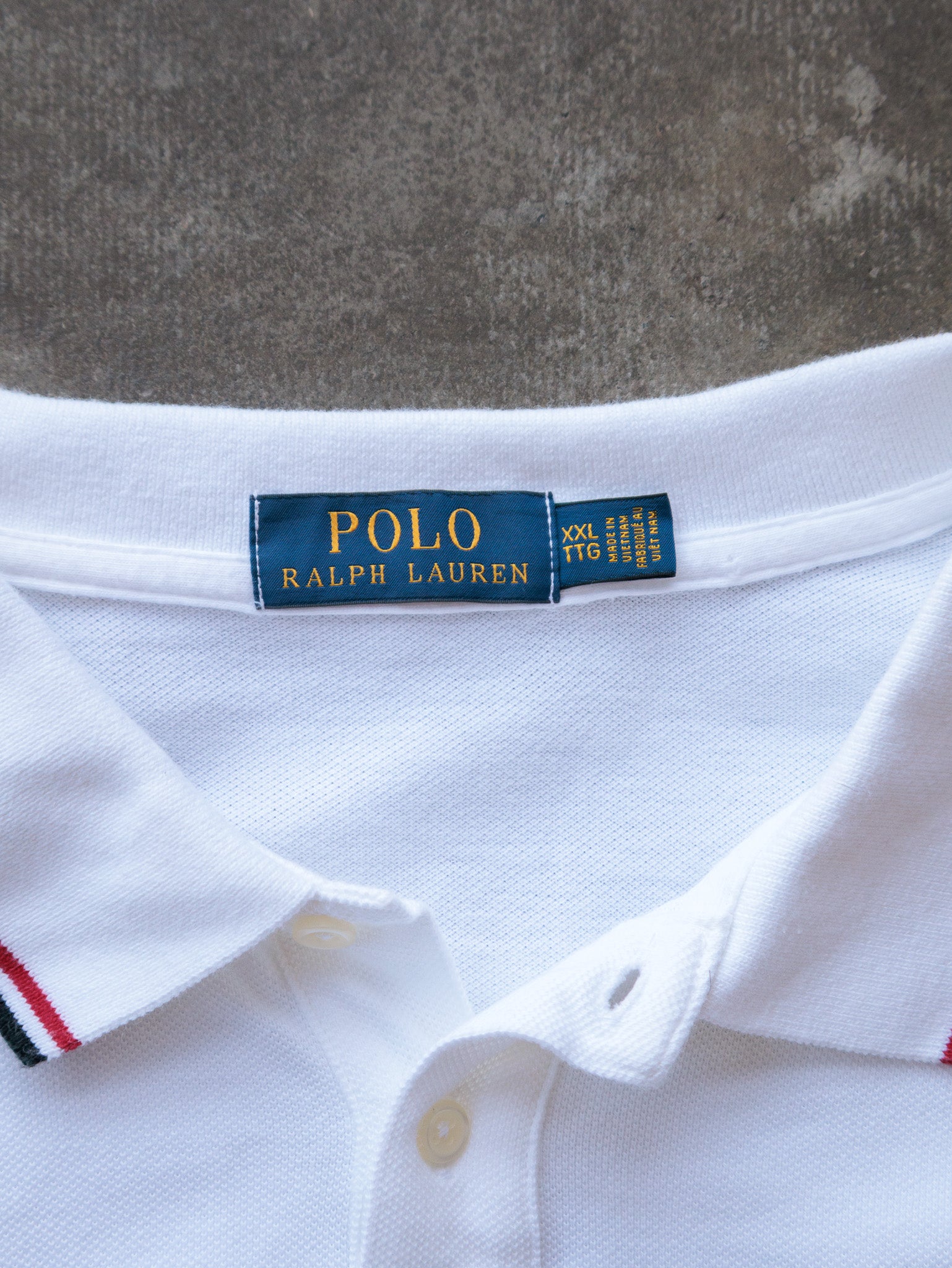 Vintage White Polo Ralph Lauren Long Sleeve Polo Shirt (2XL)