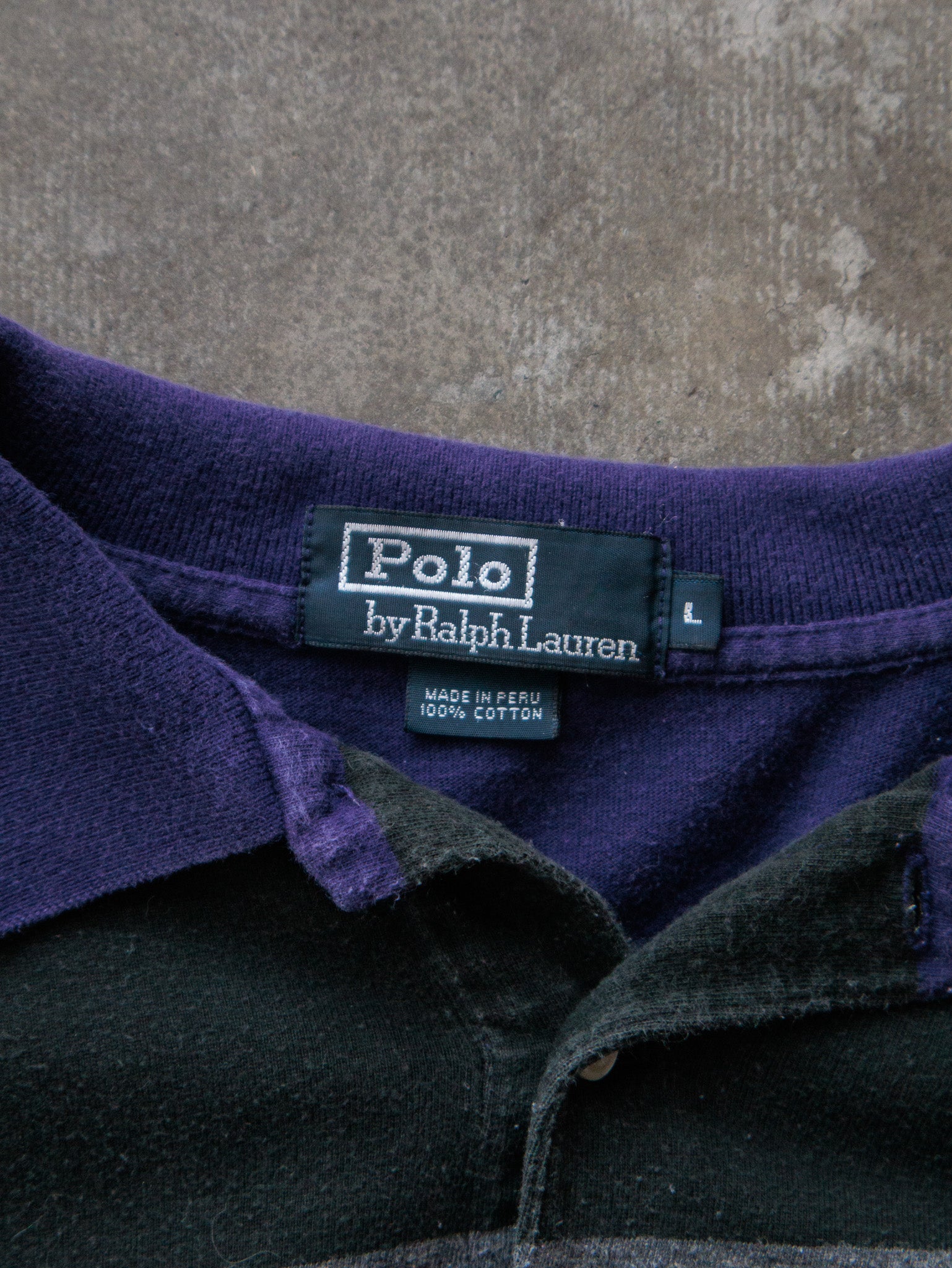Vintage Purple Striped Polo Ralph Lauren Long Sleeve Polo Shirt (L)