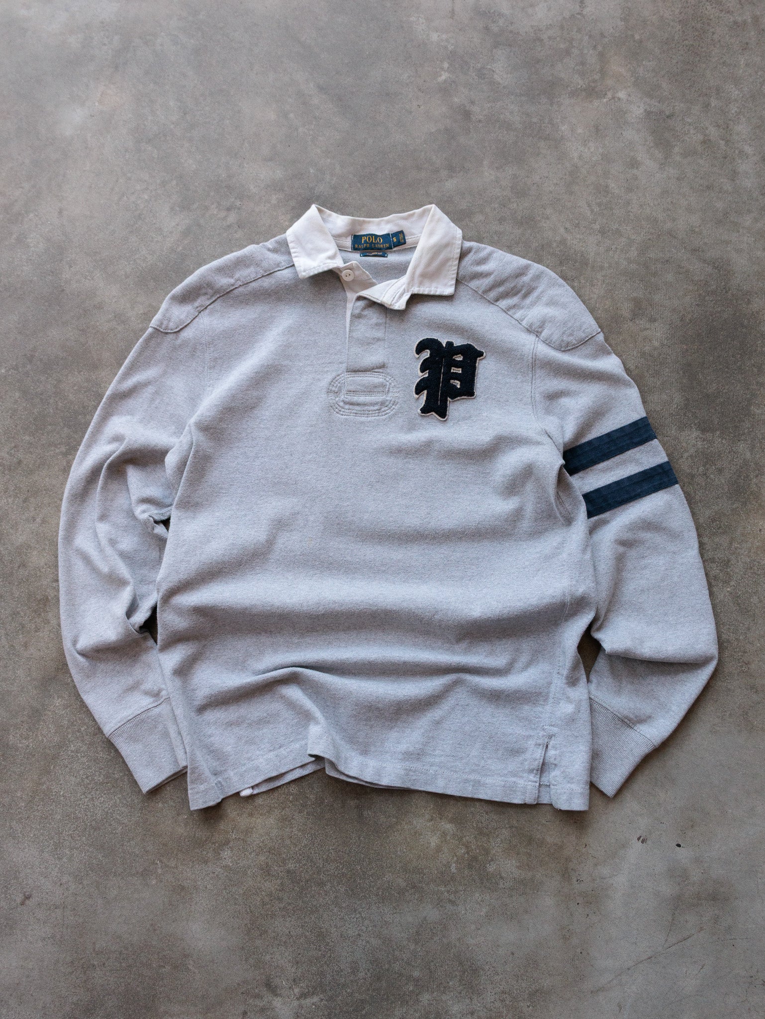 Vintage 00s Grey Polo Ralph Lauren Rugby Shirt (S)