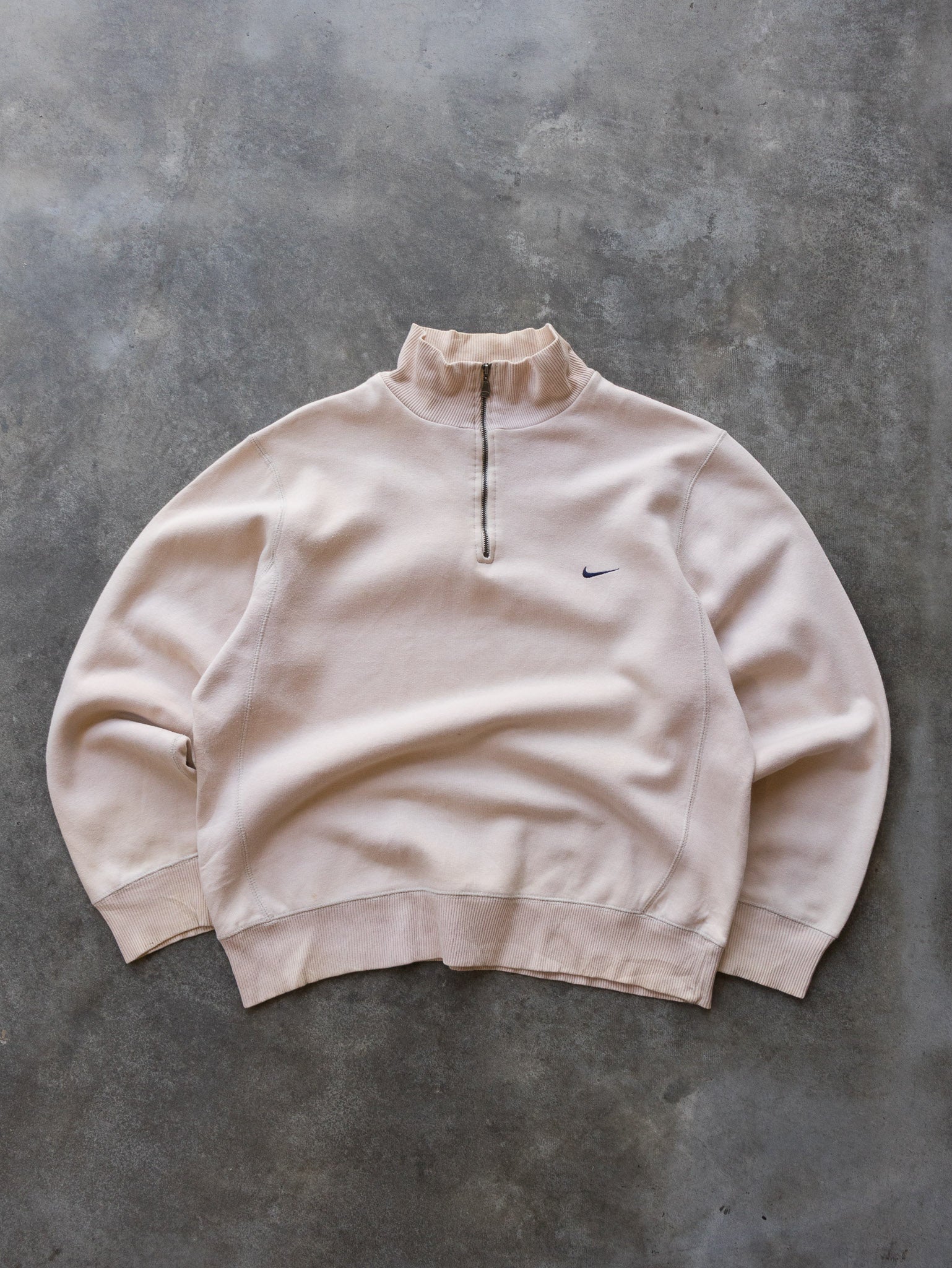 Vintage 00s Cream Nike Quarter Zip Sweatshirt (M)