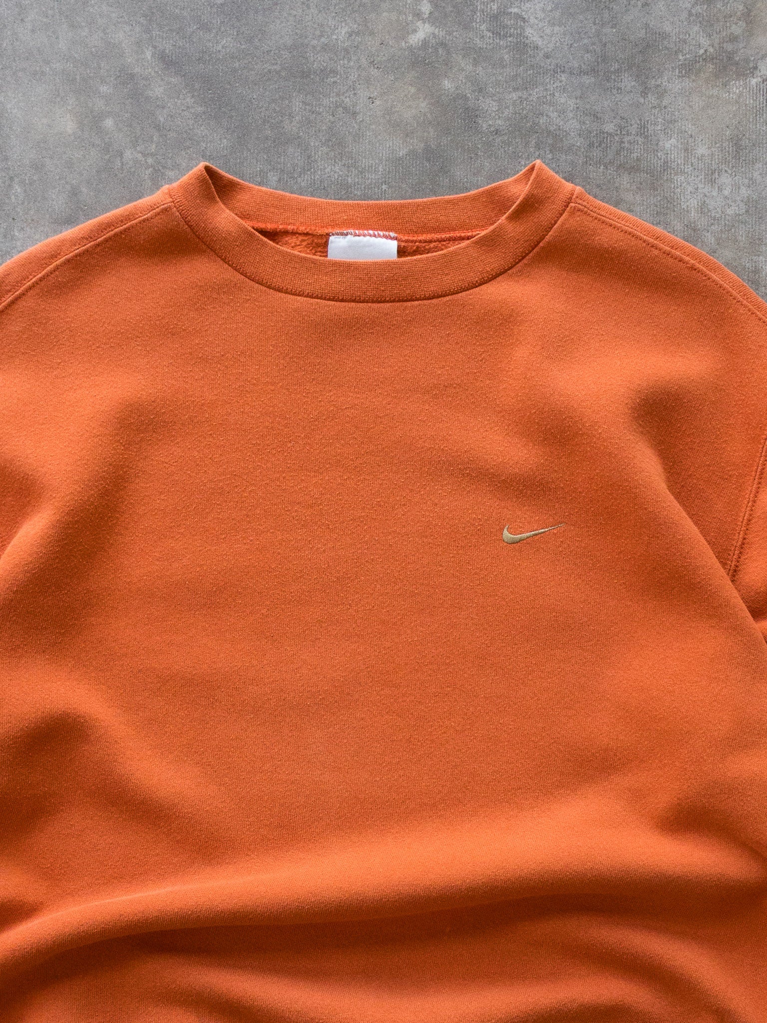 Vintage 00s Orange Nike Mini Swoosh Sweatshirt (M)