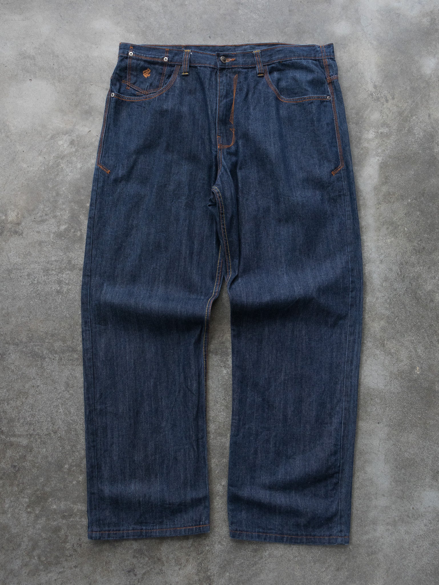 Vintage Dark Blue RocaWear Embroidered Denim Jeans (W40)