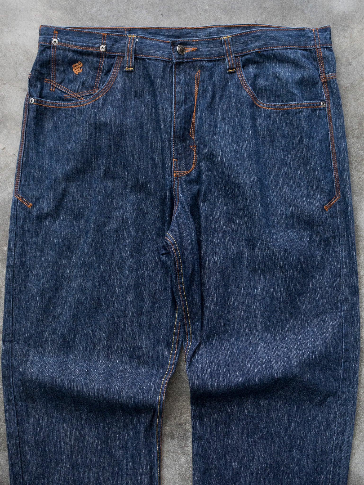 Vintage Dark Blue RocaWear Embroidered Denim Jeans (W40)