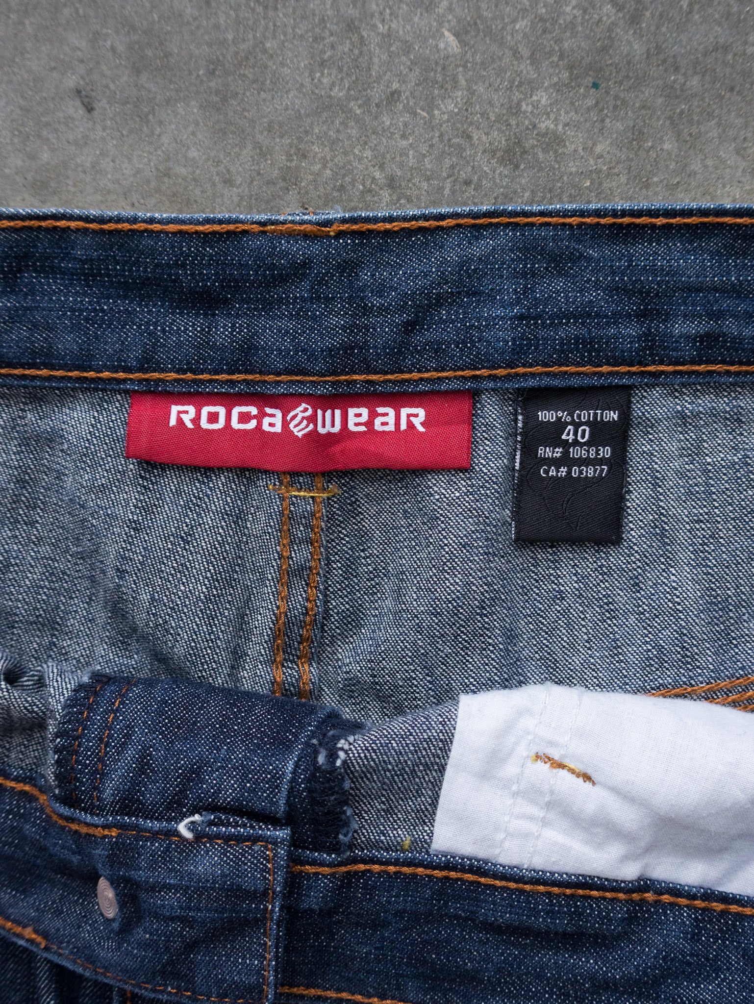 Vintage Dark Blue RocaWear Embroidered Denim Jeans (W40)