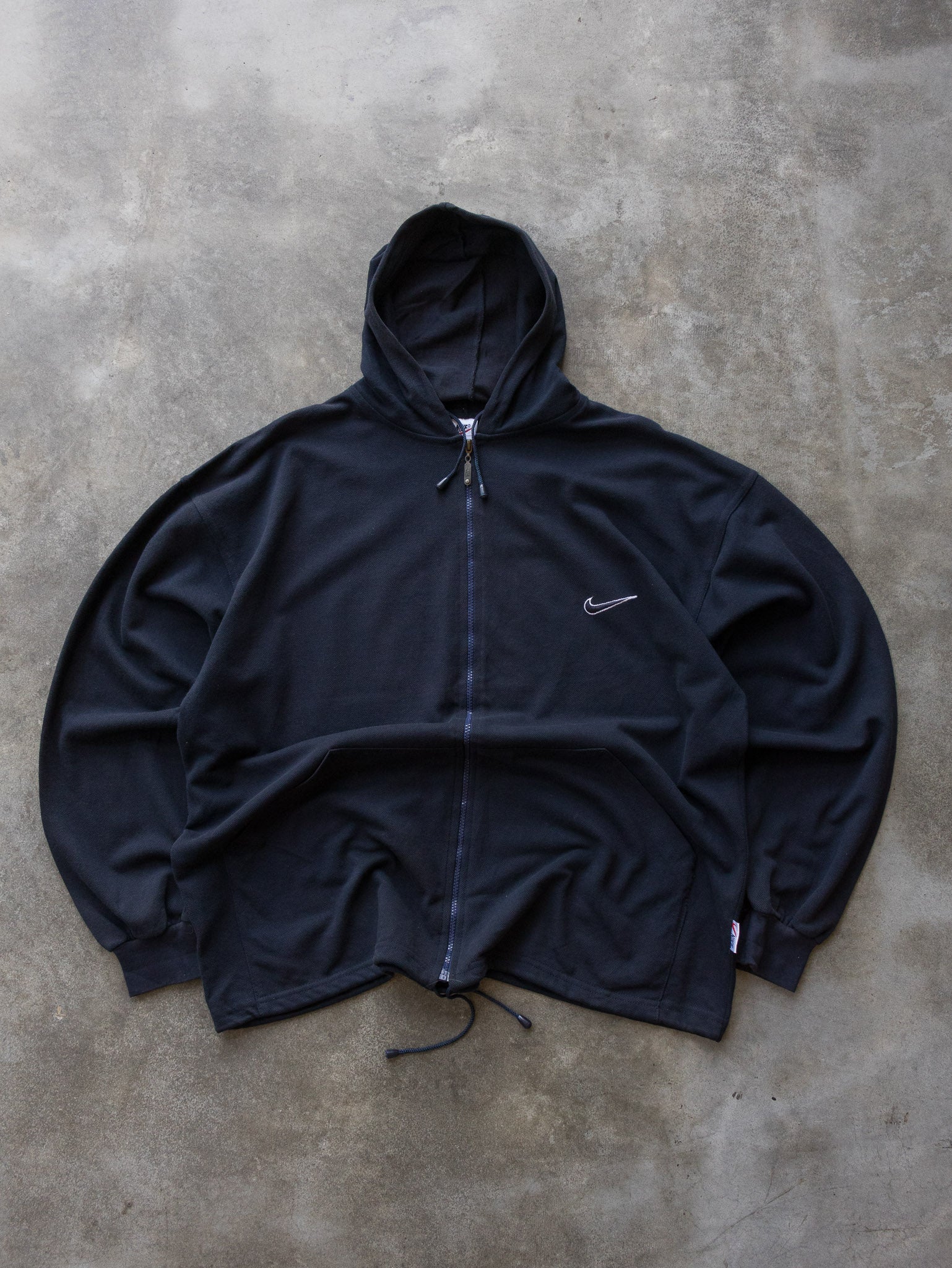 Vintage 90s Navy Nike Zip Hoodie (2XL)