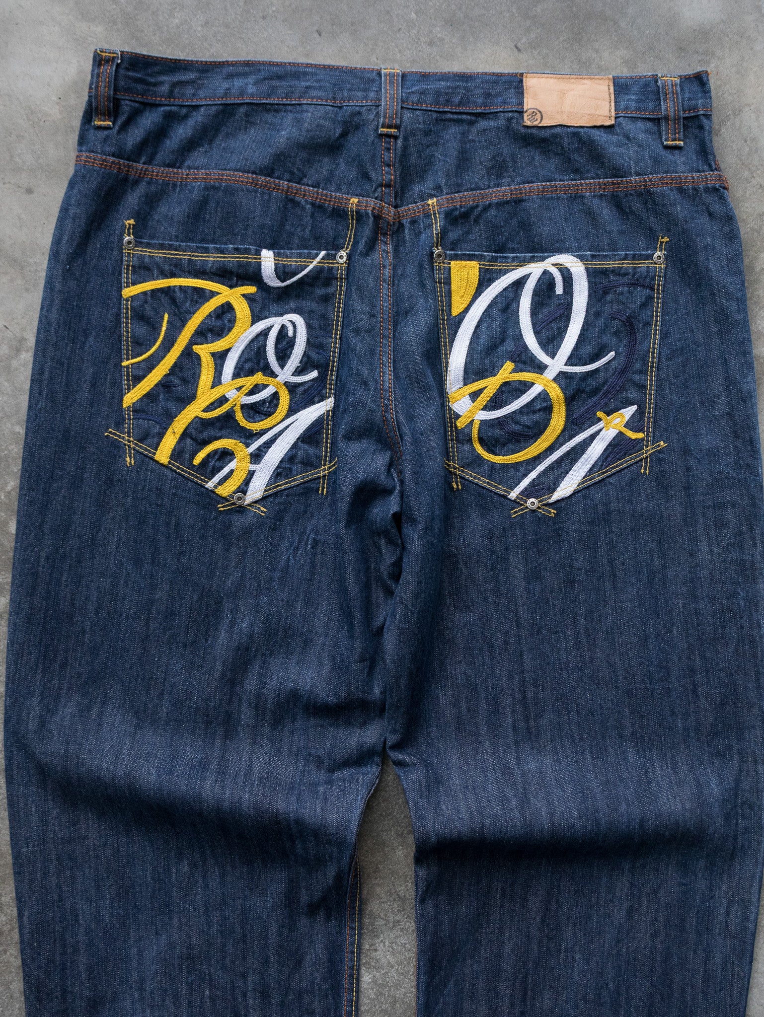 Vintage Dark Blue RocaWear Embroidered Denim Jeans (W40)