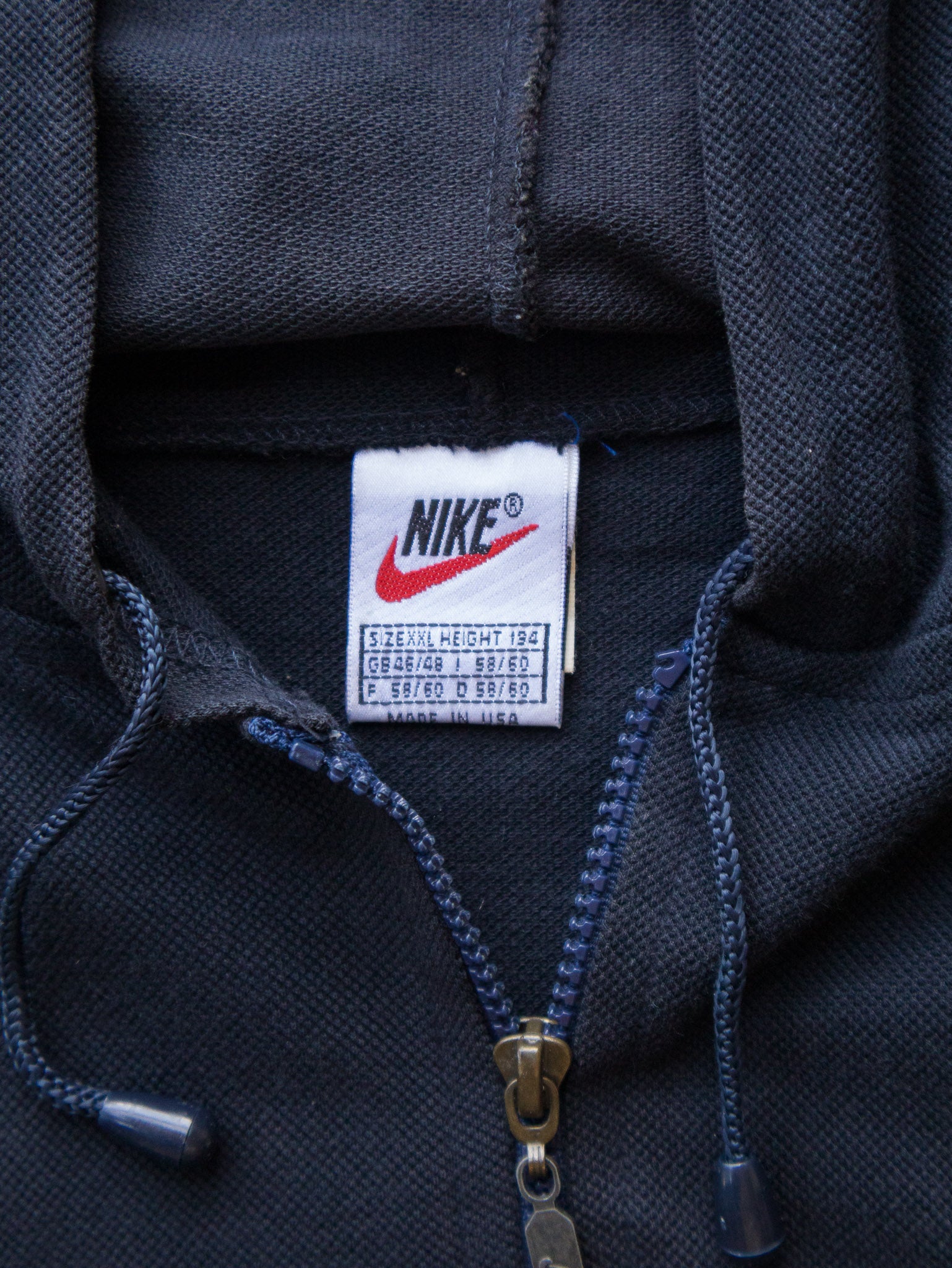 Vintage 90s Navy Nike Zip Hoodie (2XL)