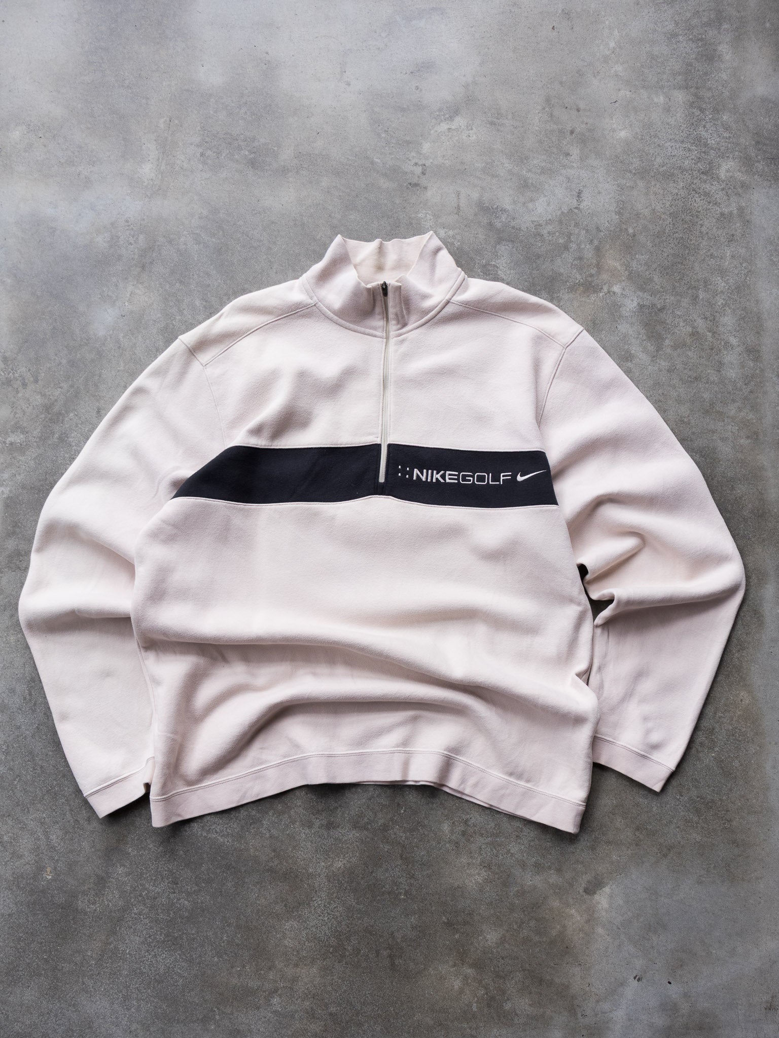 Vintage 00s Cream Nike Golf Quarter Zip Sweatshirt (L)