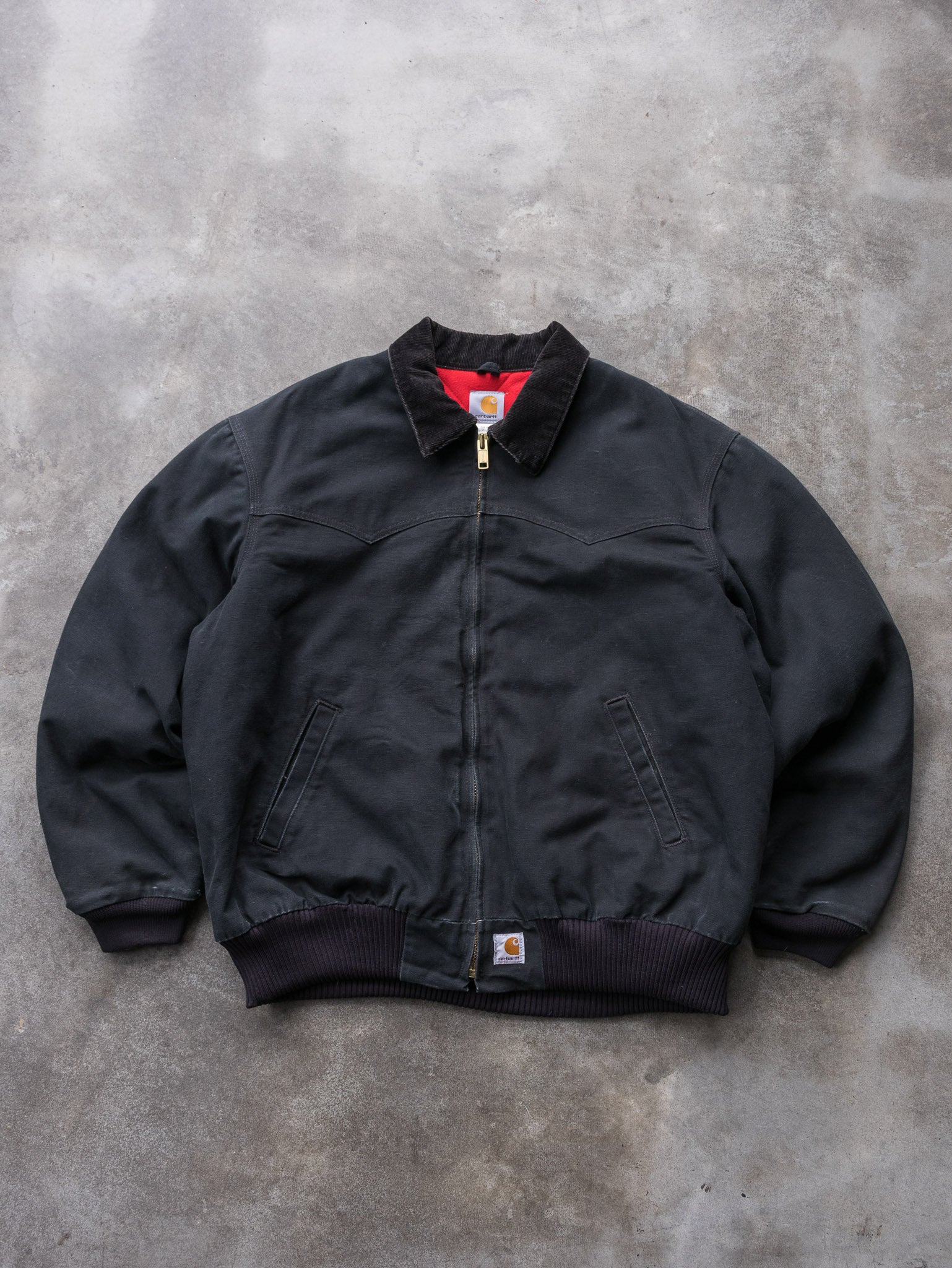 Vintage Black Carhartt Quilted Flannel Lined Southwest Canvas Jacket (2XL)