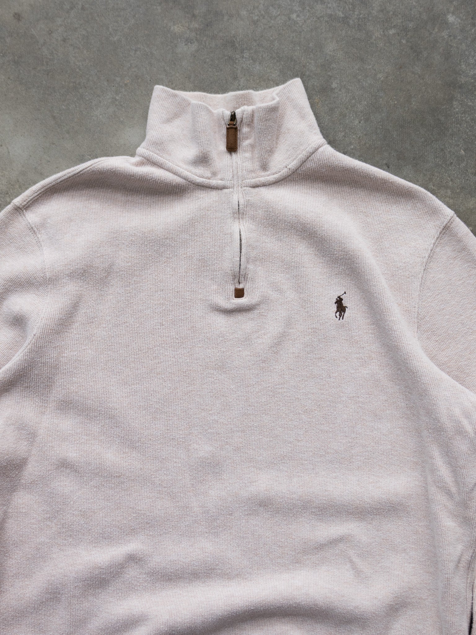 Vintage Cream Ralph Lauren Quarter Zip Knit (M)