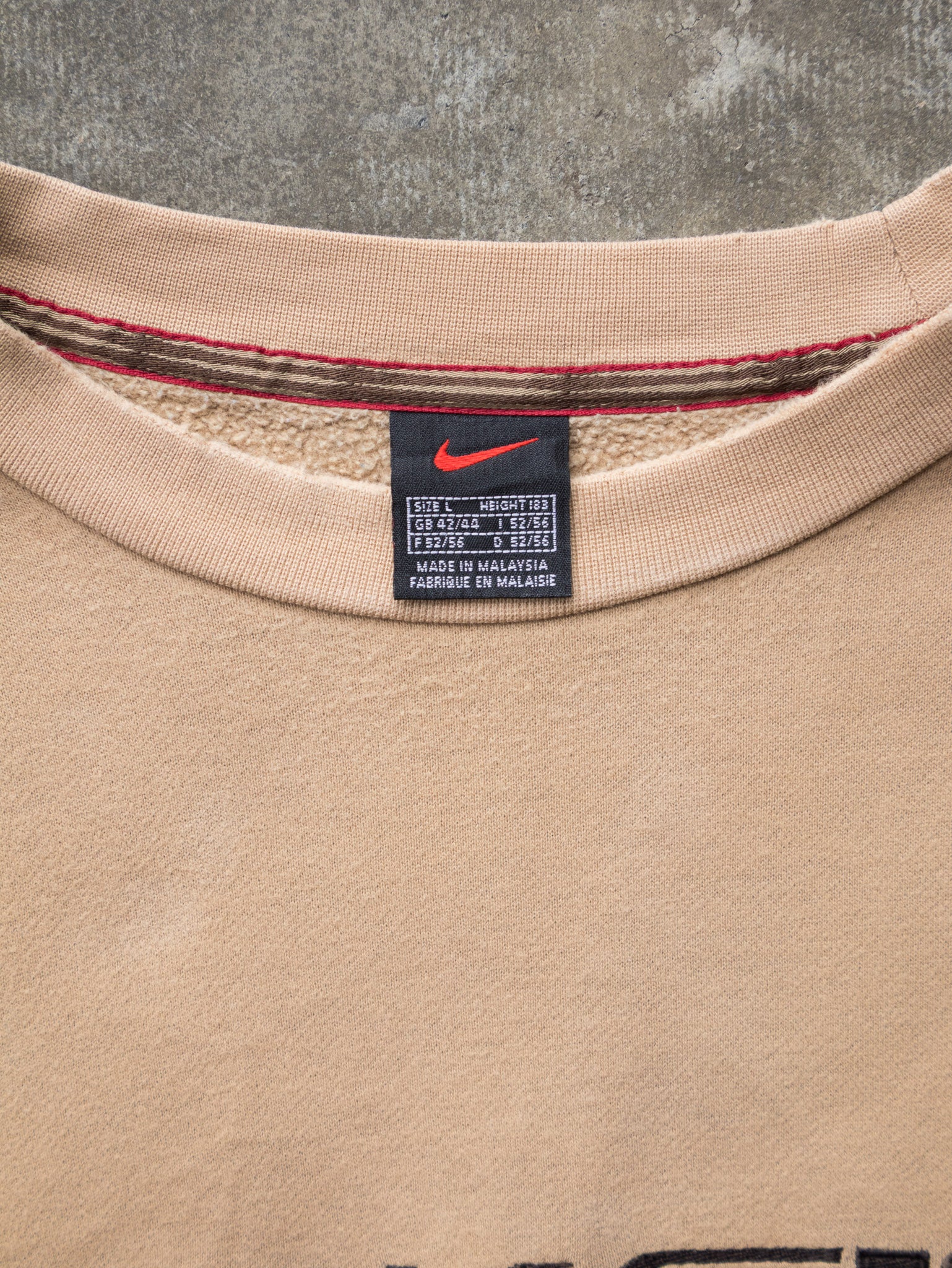 Vintage 00s Tan Nike Spell-Out Sweatshirt (L)