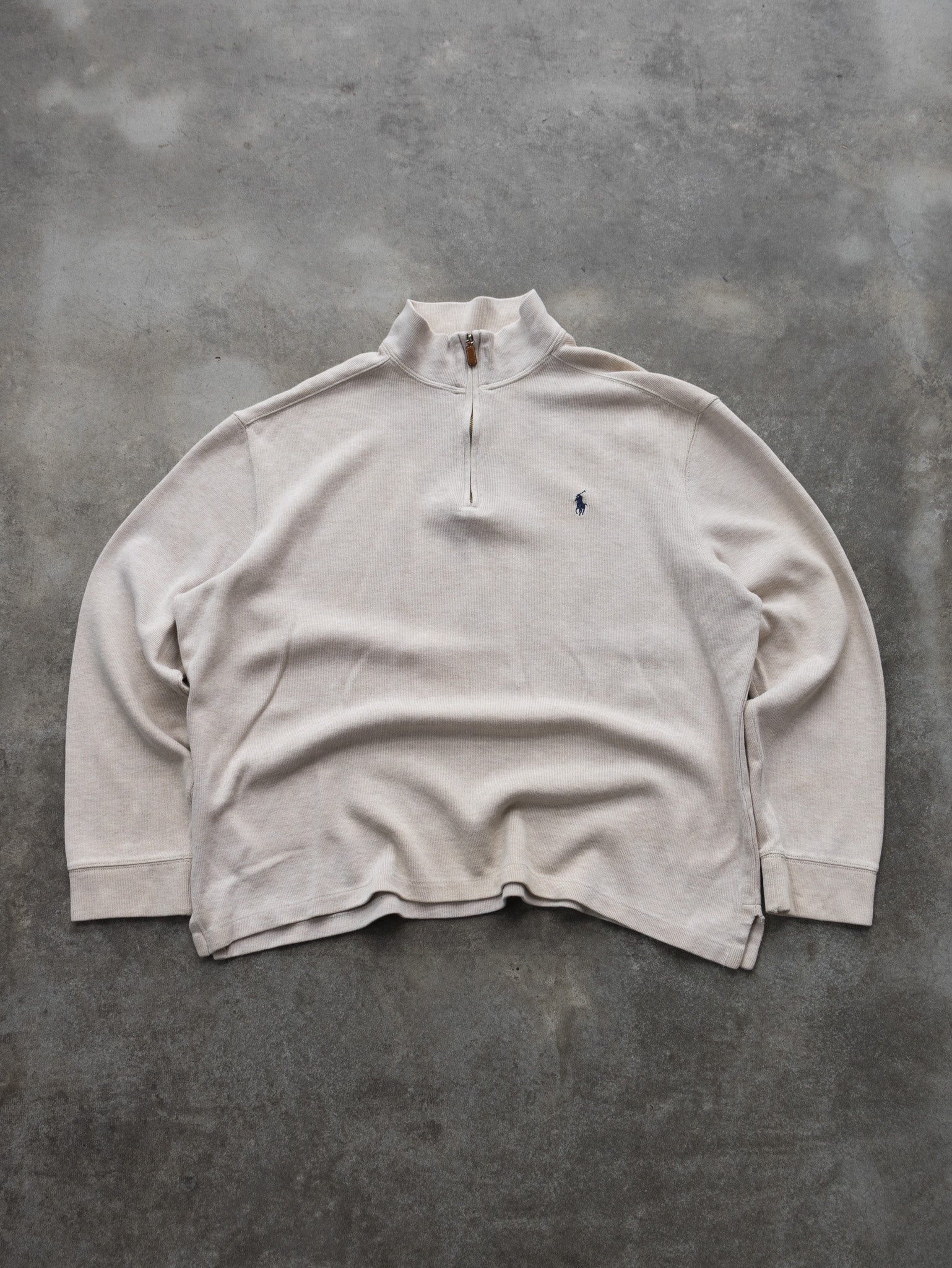 Vintage Cream Ralph Lauren Quarter Zip Knit (XL)