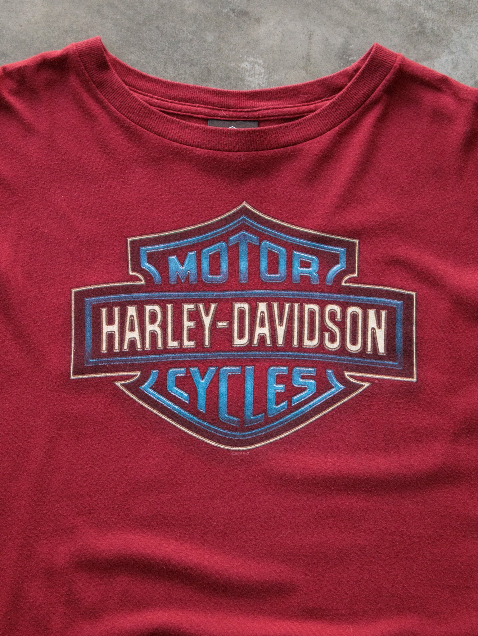 Vintage 2014 Red Harley-Davidson Kansas City Missouri Long Sleeve (-)