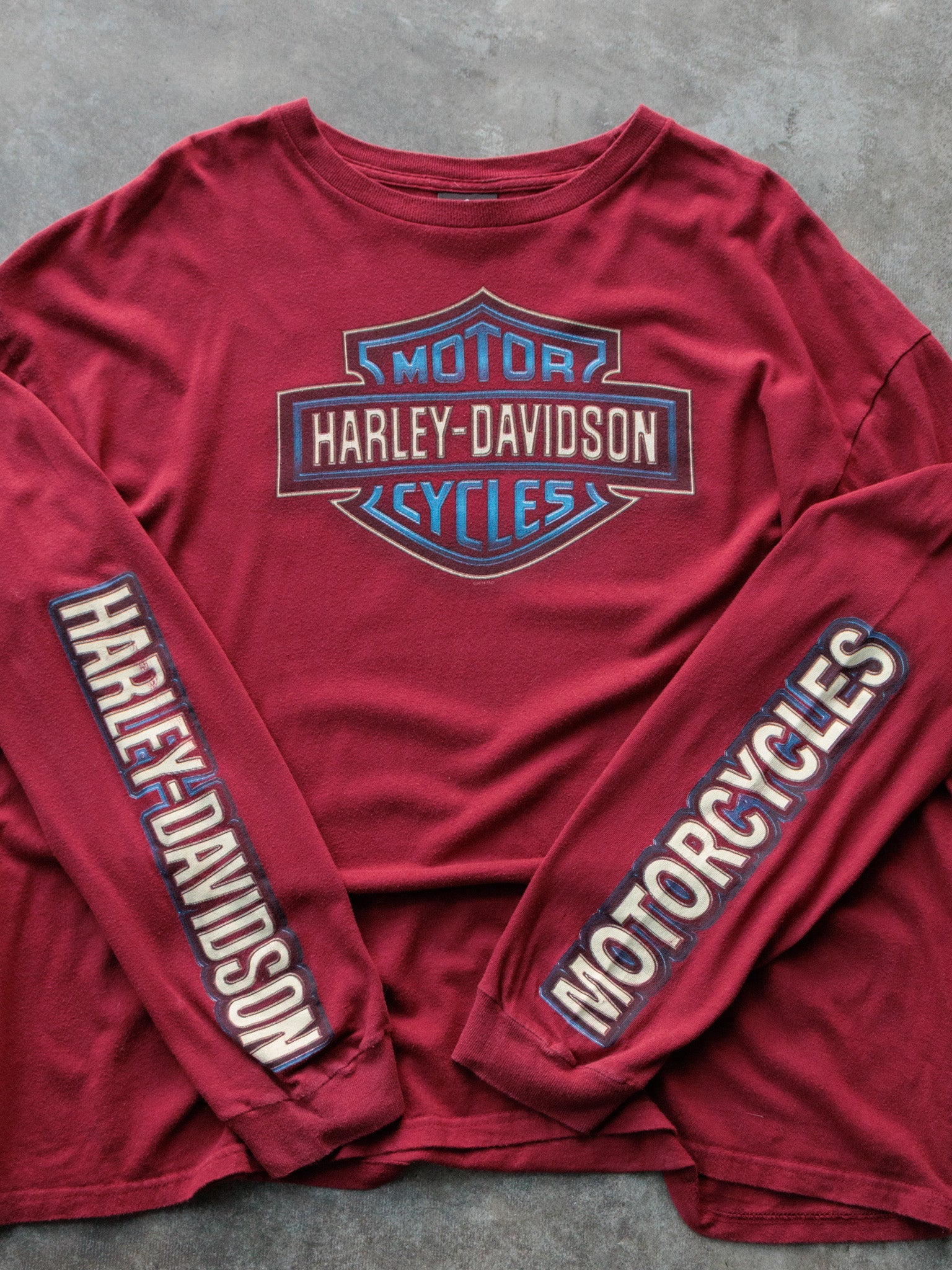 Vintage 2014 Red Harley-Davidson Kansas City Missouri Long Sleeve (-)