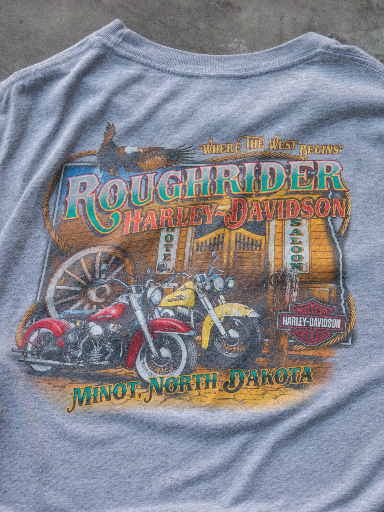 Vintage Grey Harley-Davidson Minot North Dakota Long Sleeve (-)