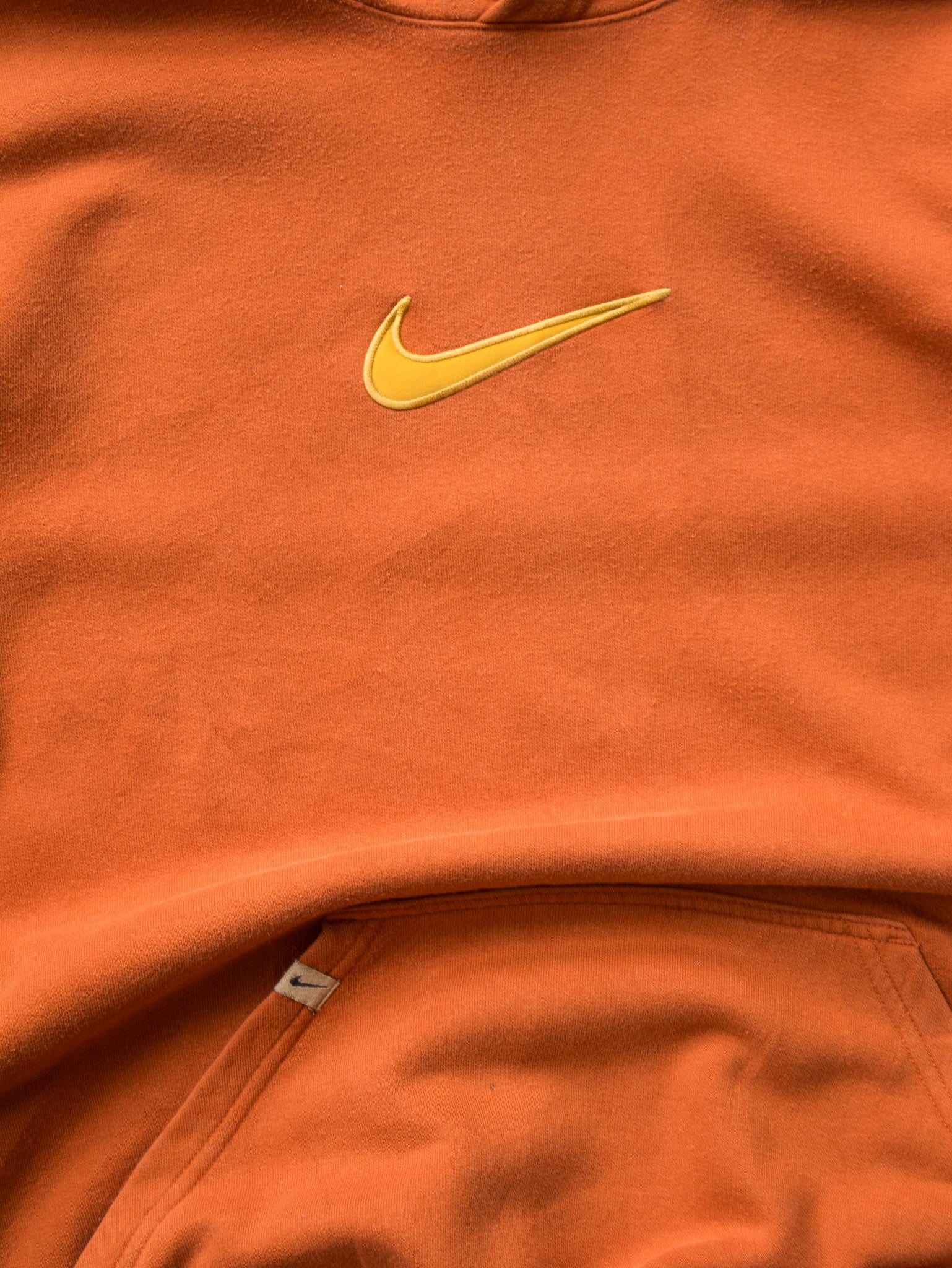 Vintage 00s Orange Nike Centre Swoosh Hoodie (L)