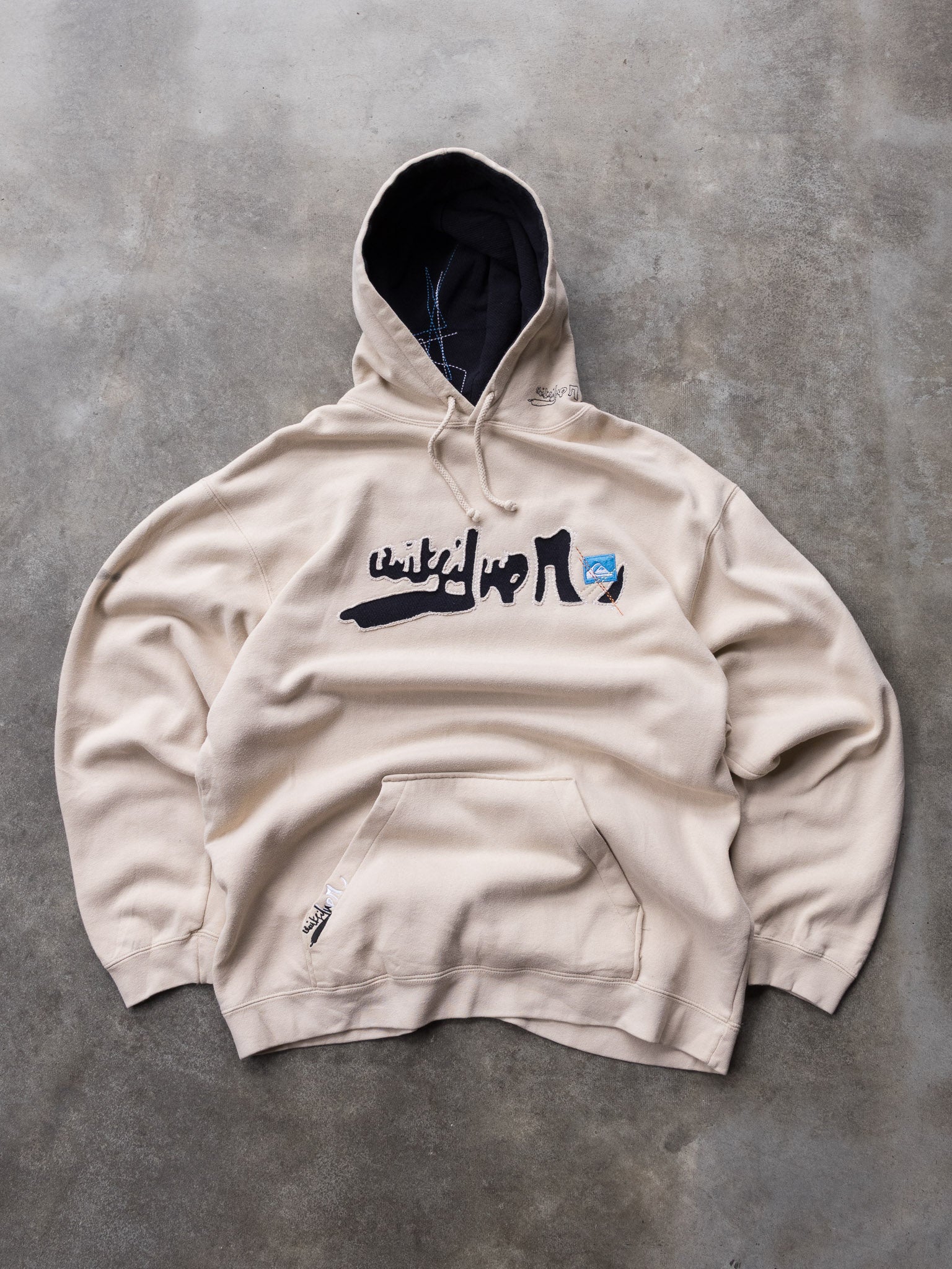 Vintage Cream Quiksilver Spell Out Hoodie (L)