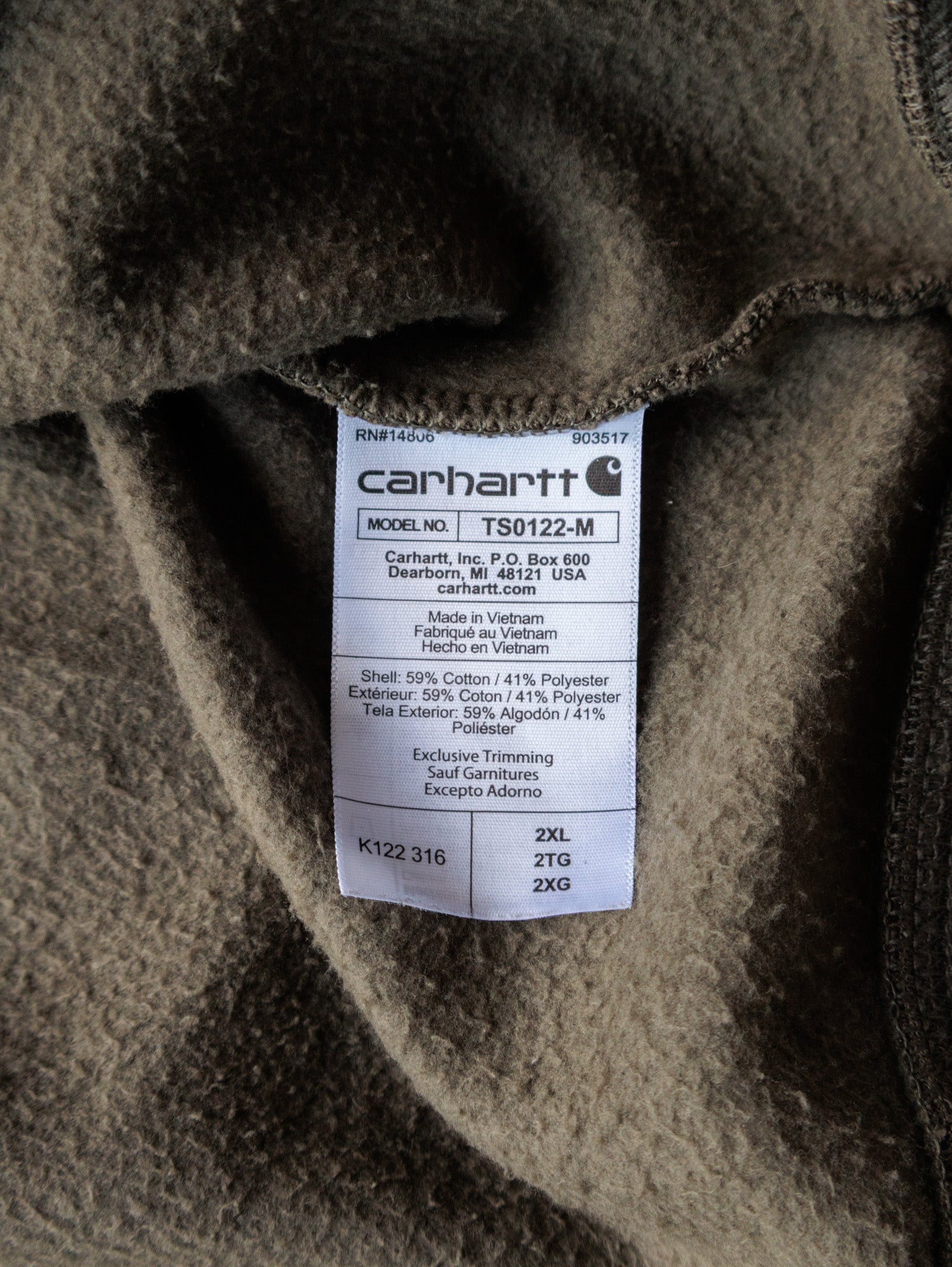 Vintage Green Carhartt Full Zip Hoodie (2XL)