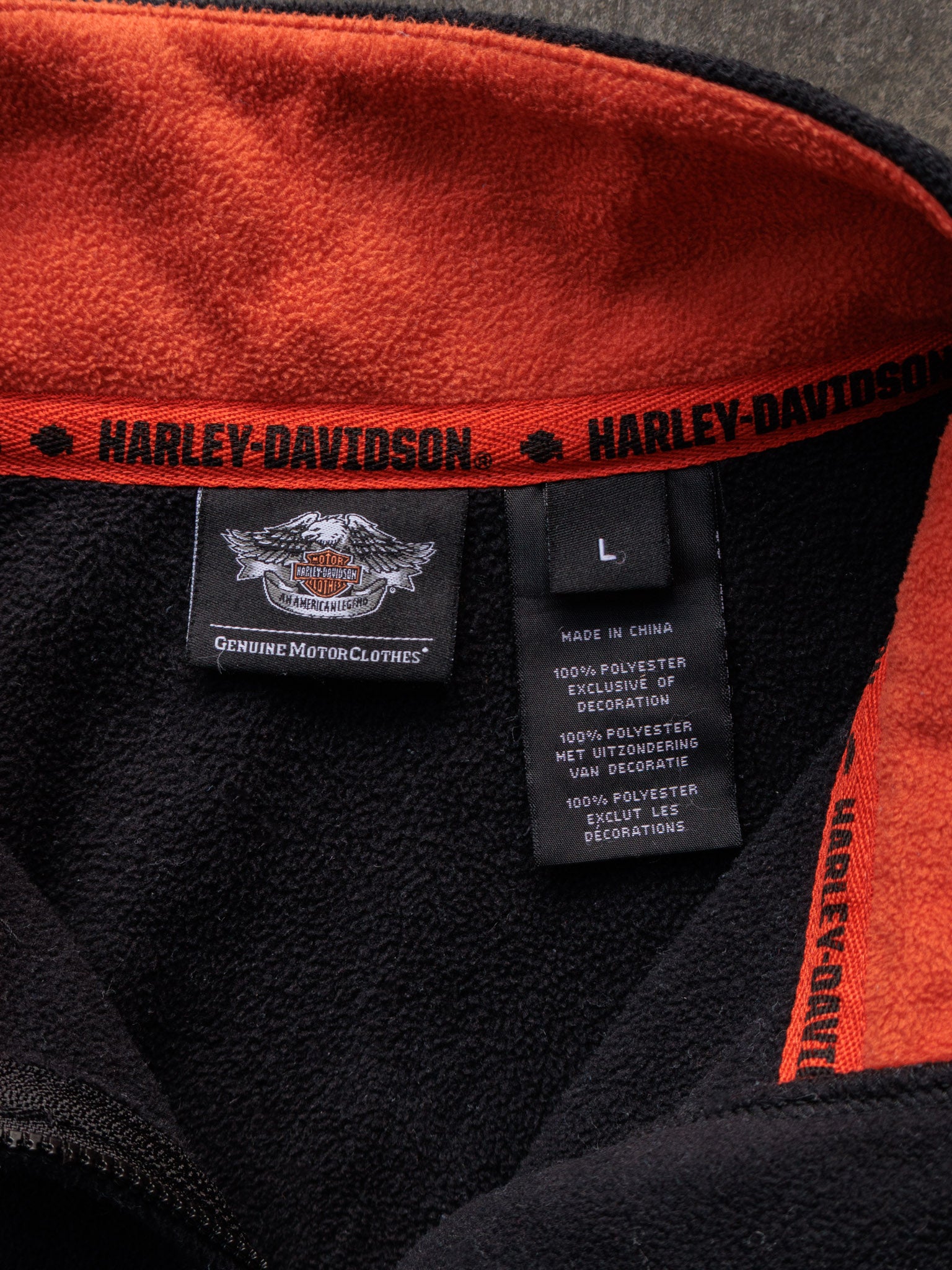 Vintage 00s Black Harley-Davidson Fleece Quarter Zip (L)