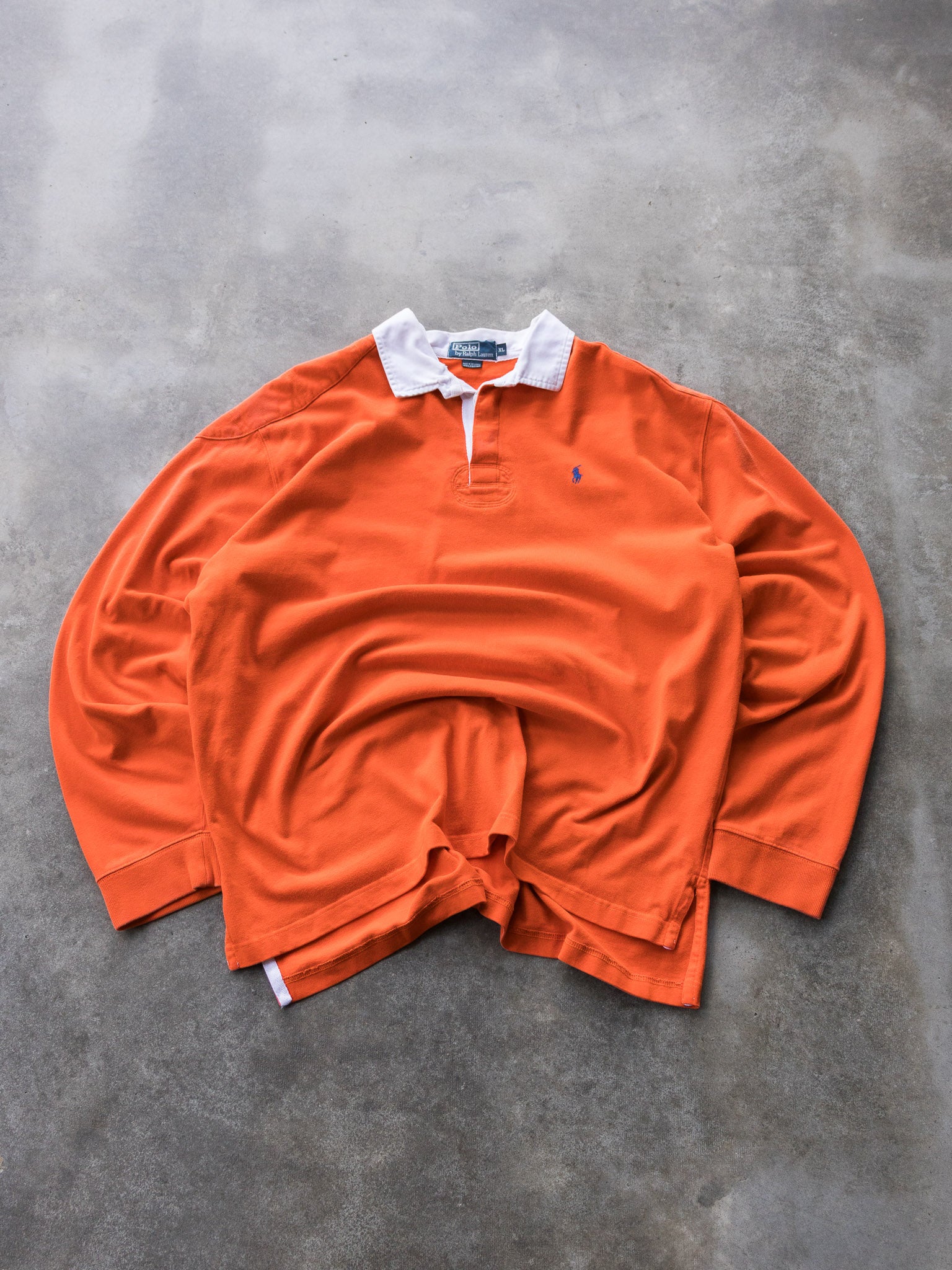 Vintage Orange Ralph Lauren Rugby Shirt (XL)